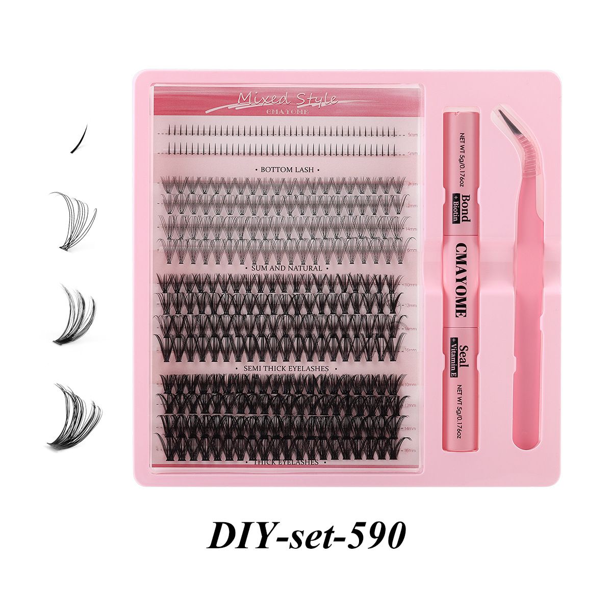 DIY Lash Extension Kit,Wispy Lash Clusters Kit,Mixed Natural Cluster Eyelash Extension Kit,Individual Lashes With Lash Bond And Seal Lash Tweezers 5ML,Natural Eyelash Clusters for Valentine's Day