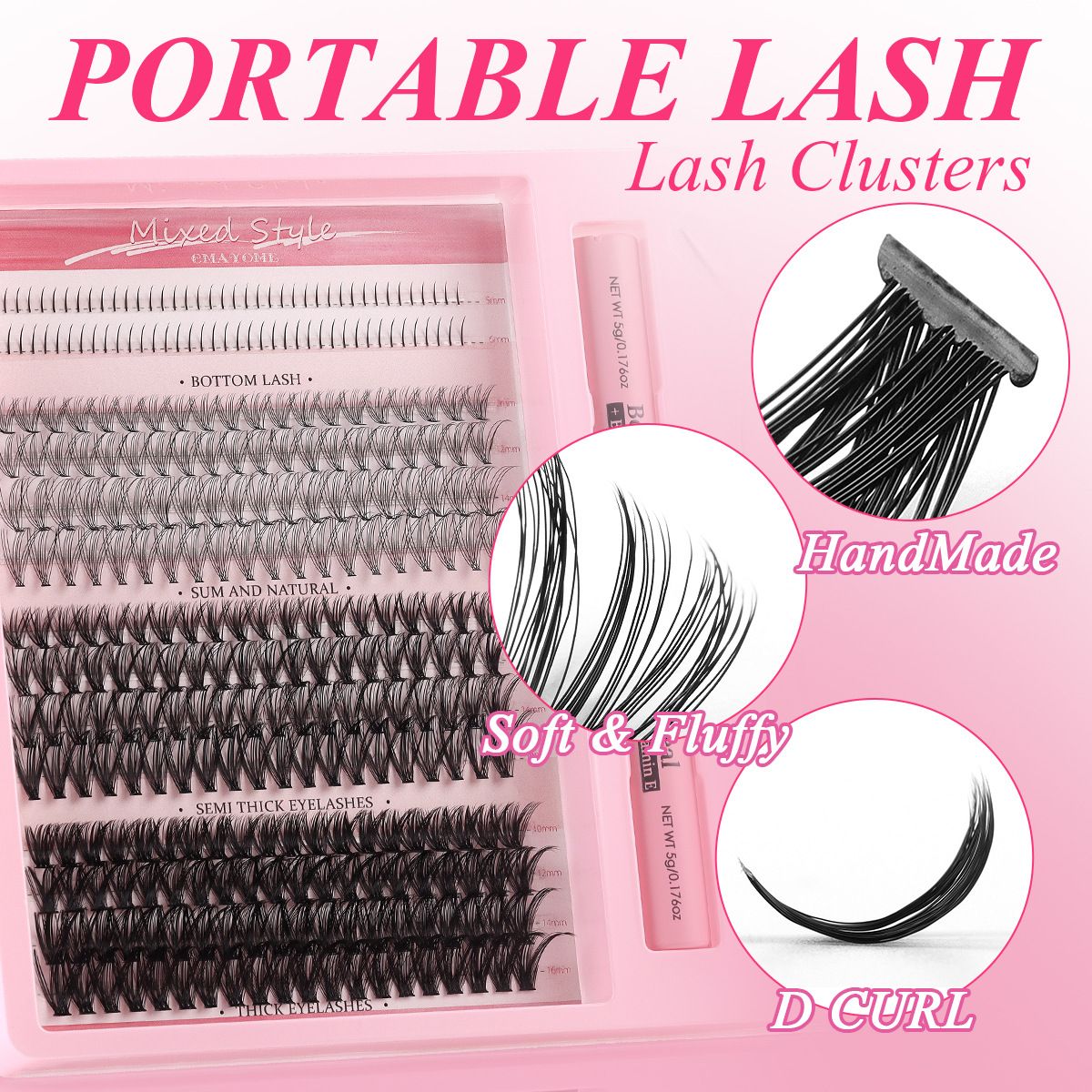 DIY Lash Extension Kit,Wispy Lash Clusters Kit,Mixed Natural Cluster Eyelash Extension Kit,Individual Lashes With Lash Bond And Seal Lash Tweezers 5ML,Natural Eyelash Clusters for Valentine's Day