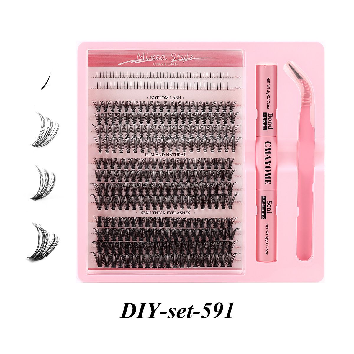 DIY Lash Extension Kit,Wispy Lash Clusters Kit,Mixed Natural Cluster Eyelash Extension Kit,Individual Lashes With Lash Bond And Seal Lash Tweezers 5ML,Natural Eyelash Clusters for Valentine's Day