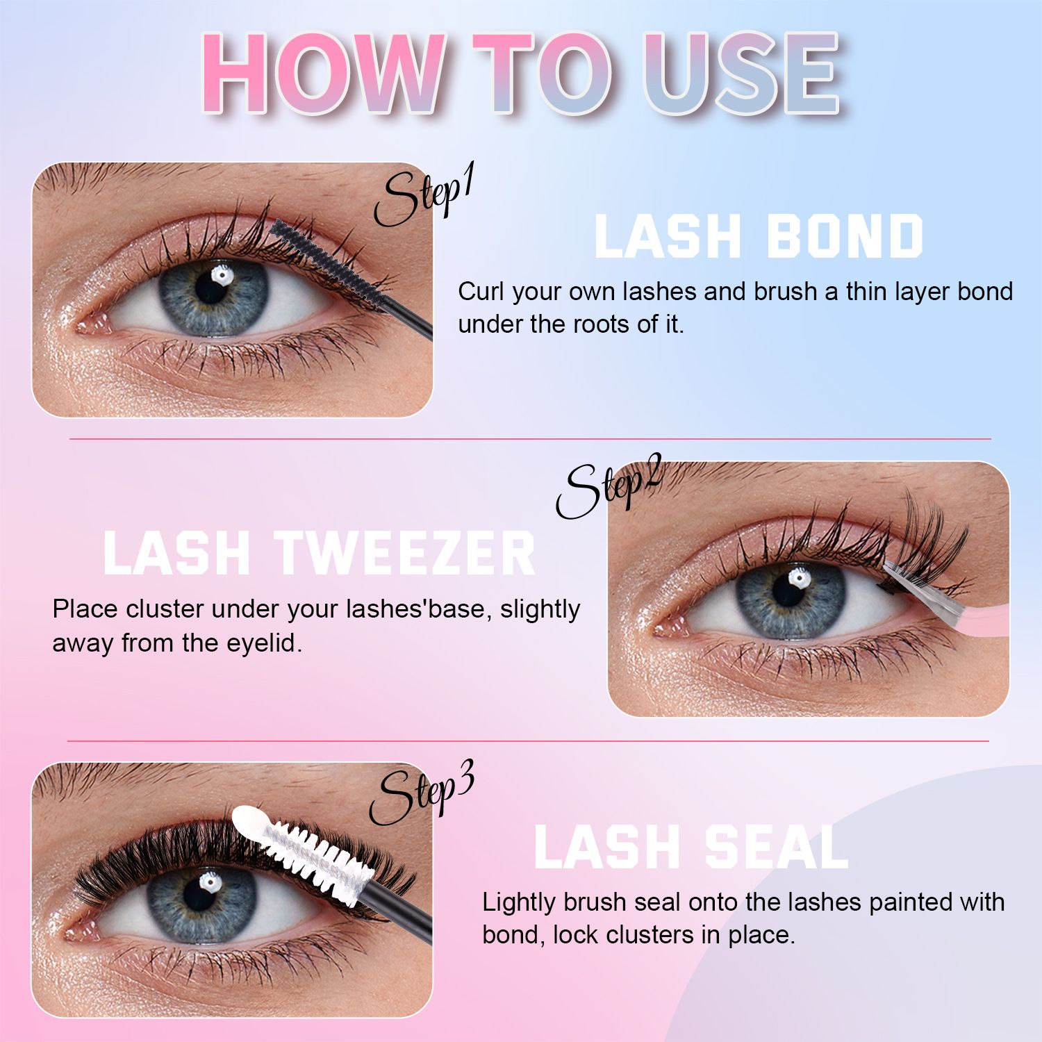 DIY Fairy Lash Clusters Kit,Premade eyelash clusters 640 PCS,Waterproof D 9-16mm MIX hybrid lash clusters Thick 30D+40D+50D Natural Eyelash Extension for Beginners Diy  suit