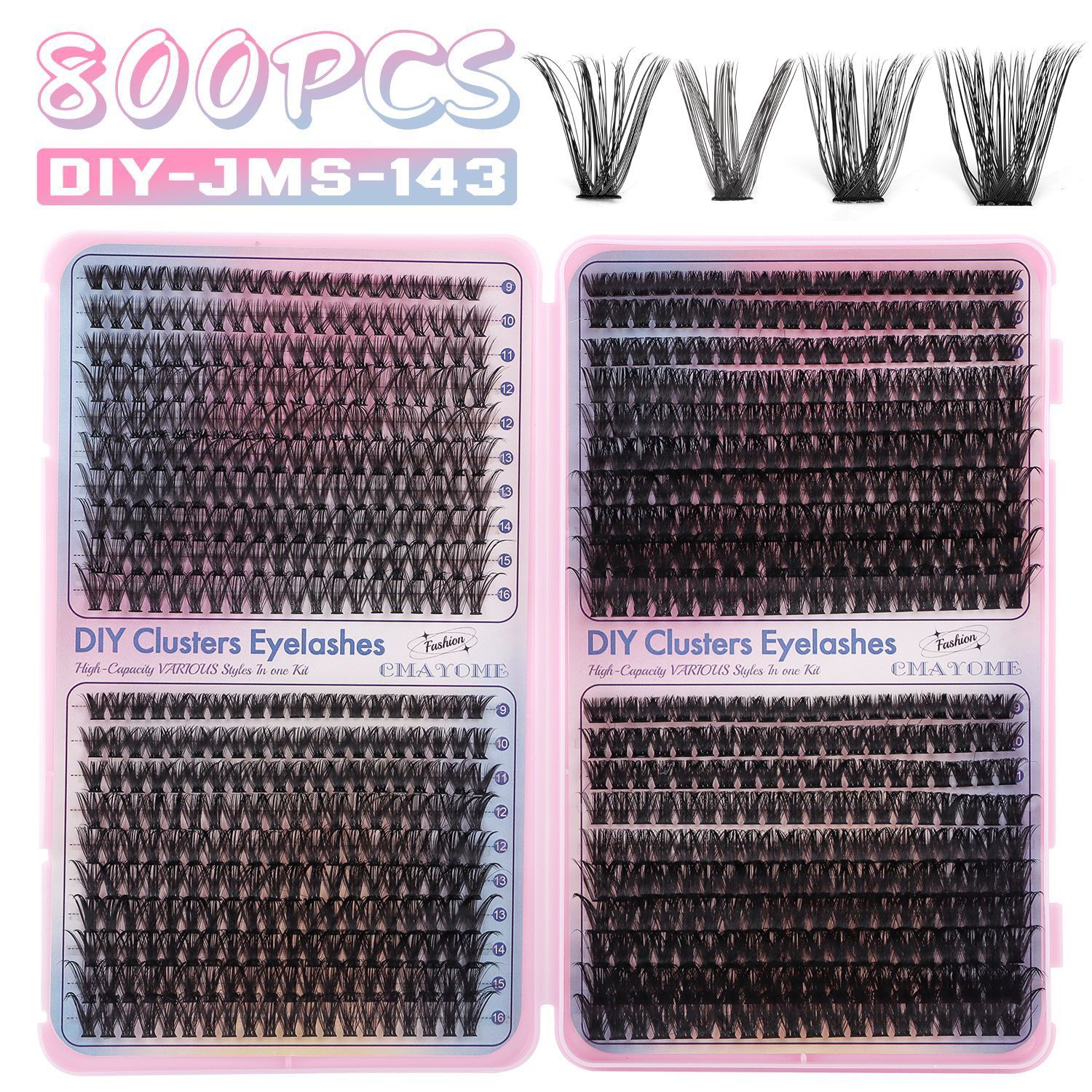 DIY Fairy Lash Clusters Kit,Premade eyelash clusters 640 PCS,Waterproof D 9-16mm MIX hybrid lash clusters Thick 30D+40D+50D Natural Eyelash Extension for Beginners Diy  suit
