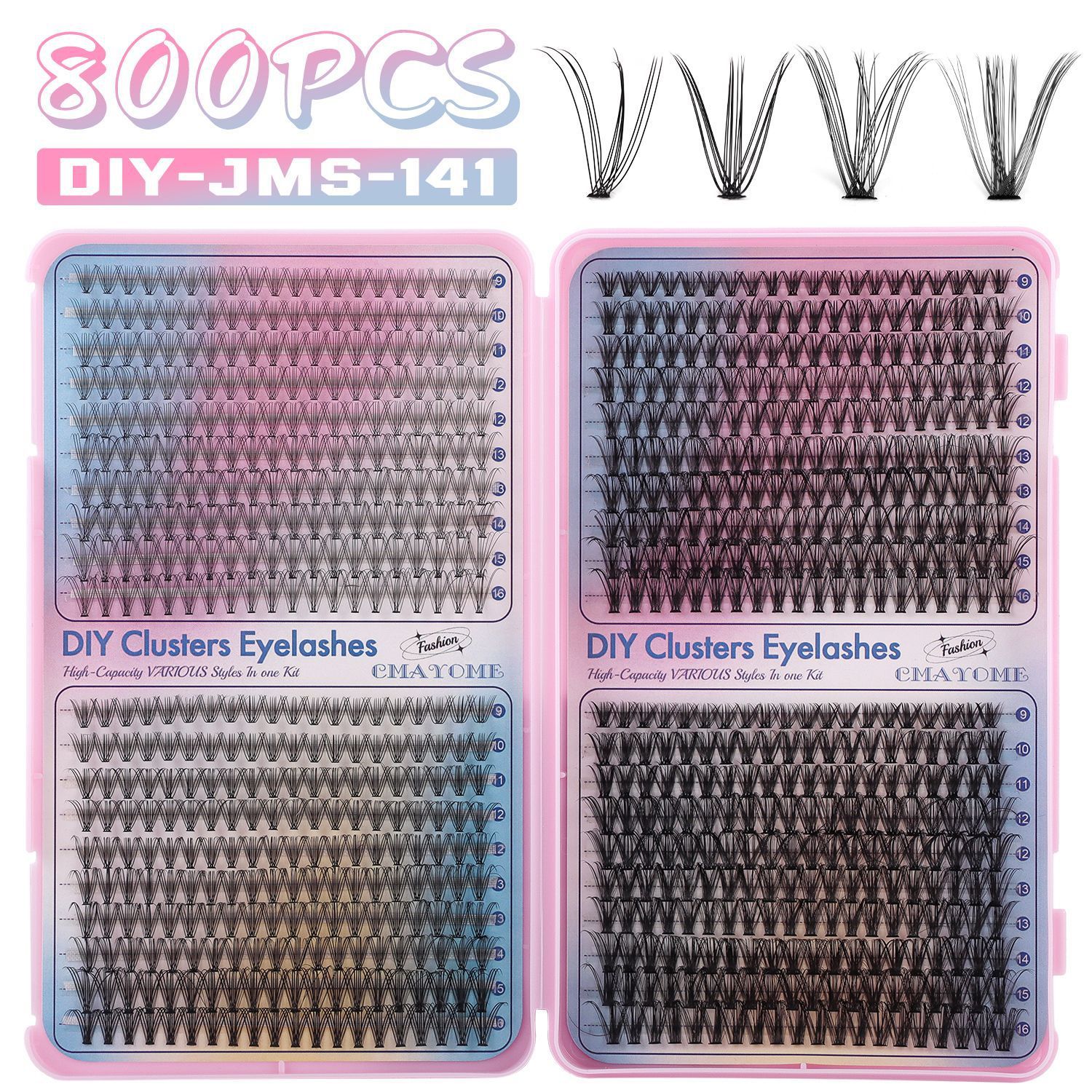DIY Fairy Lash Clusters Kit,Premade eyelash clusters 640 PCS,Waterproof D 9-16mm MIX hybrid lash clusters Thick 30D+40D+50D Natural Eyelash Extension for Beginners Diy  suit