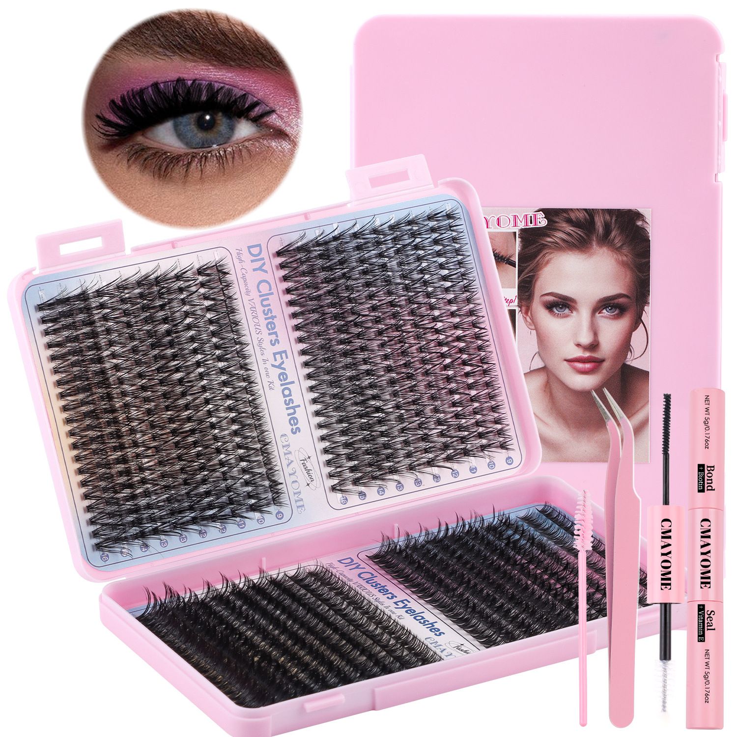 DIY Fairy Lash Clusters Kit,Premade eyelash clusters 640 PCS,Waterproof D 9-16mm MIX hybrid lash clusters Thick 30D+40D+50D Natural Eyelash Extension for Beginners Diy  suit