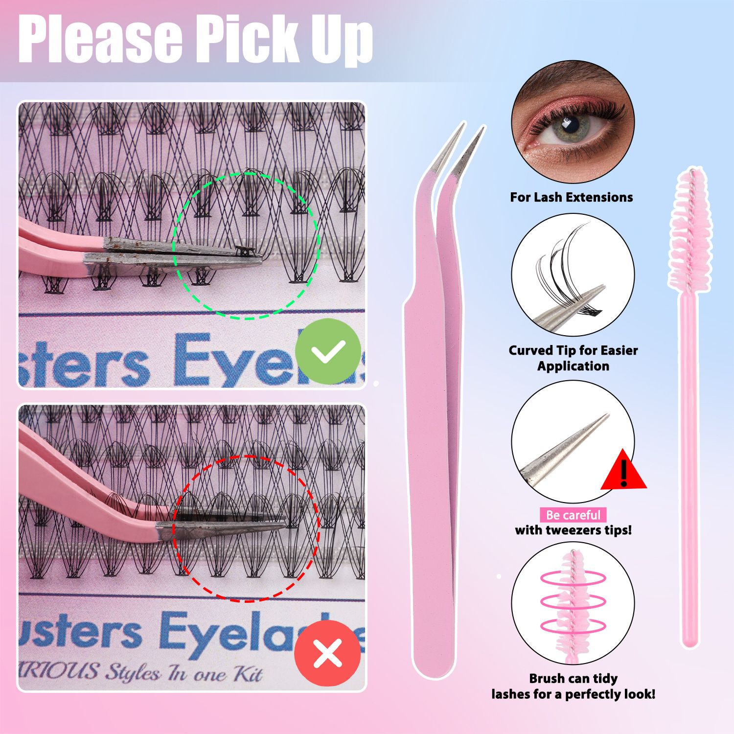 DIY Fairy Lash Clusters Kit,Premade eyelash clusters 640 PCS,Waterproof D 9-16mm MIX hybrid lash clusters Thick 30D+40D+50D Natural Eyelash Extension for Beginners Diy  suit