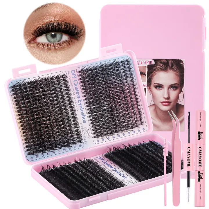 DIY Fairy Lash Clusters Kit,Premade eyelash clusters 640 PCS,Waterproof D 9-16mm MIX hybrid lash clusters Thick 30D+40D+50D Natural Eyelash Extension for Beginners Diy  suit