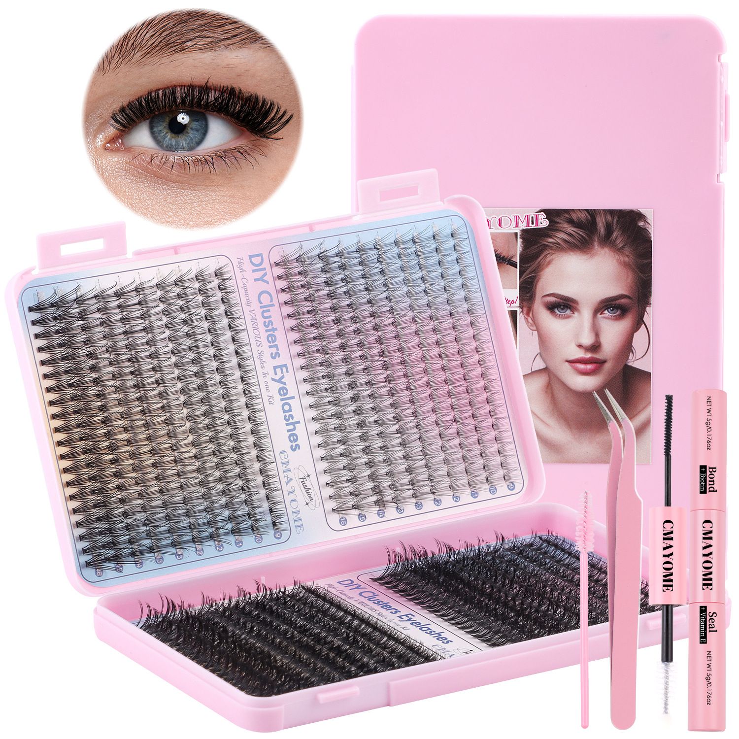 DIY Fairy Lash Clusters Kit,Premade eyelash clusters 640 PCS,Waterproof D 9-16mm MIX hybrid lash clusters Thick 30D+40D+50D Natural Eyelash Extension for Beginners Diy  suit