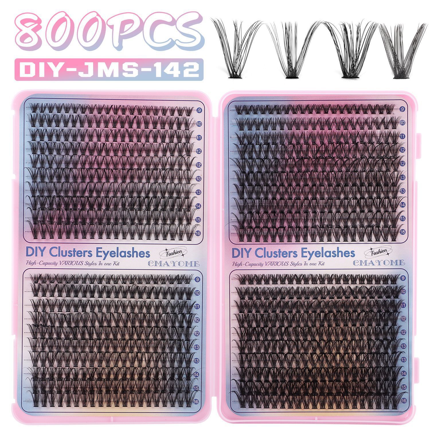 DIY Fairy Lash Clusters Kit,Premade eyelash clusters 640 PCS,Waterproof D 9-16mm MIX hybrid lash clusters Thick 30D+40D+50D Natural Eyelash Extension for Beginners Diy  suit