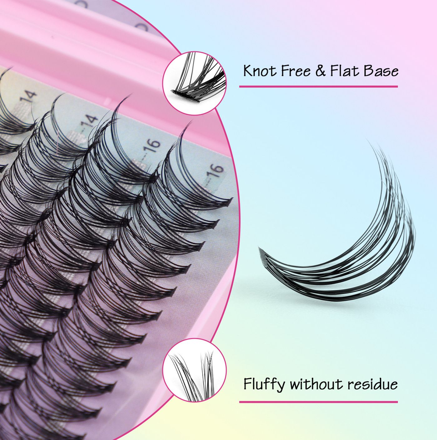 Volume Lash Clusters Kit DIY Lash Extension Kit C Curl Lash Cluster Eyelash Extensions 640Pcs 10-16mm  Individual Lashes Clusters with Lash Bond and Seal Lash Tweezers