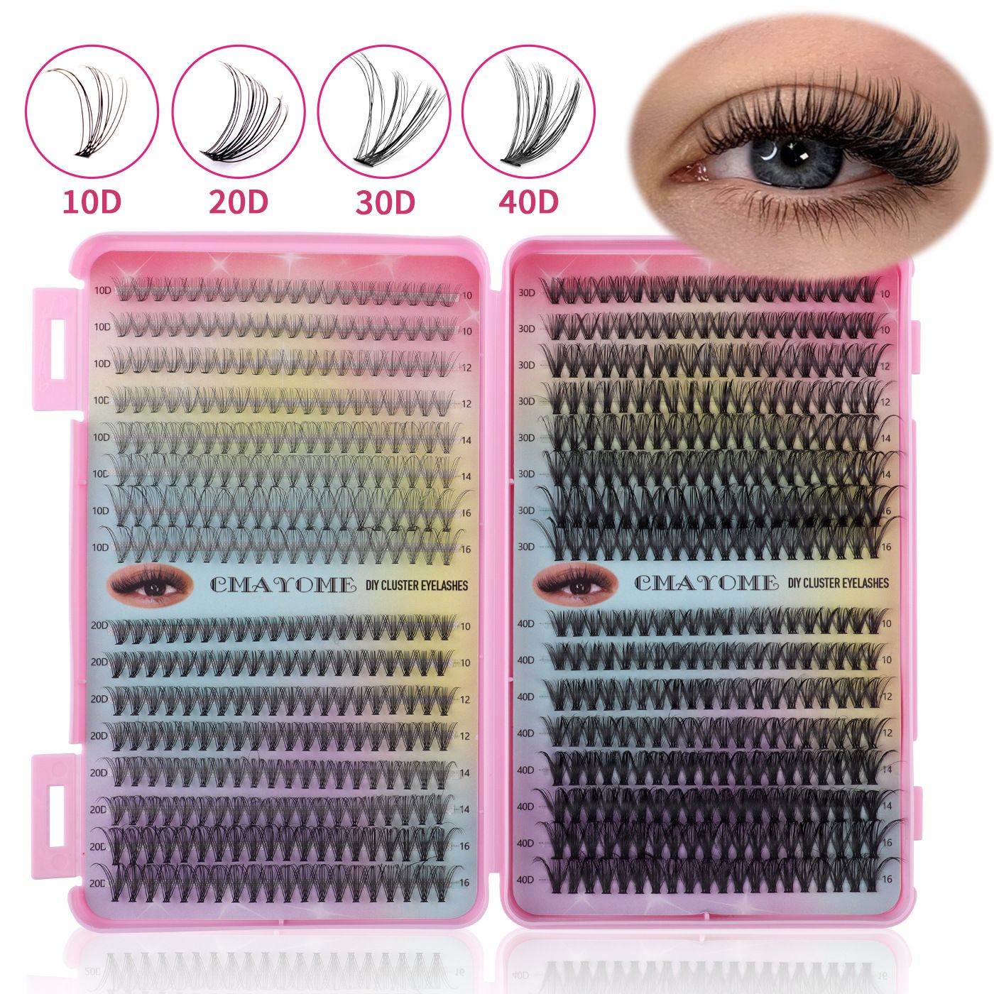 Volume Lash Clusters Kit DIY Lash Extension Kit C Curl Lash Cluster Eyelash Extensions 640Pcs 10-16mm  Individual Lashes Clusters with Lash Bond and Seal Lash Tweezers