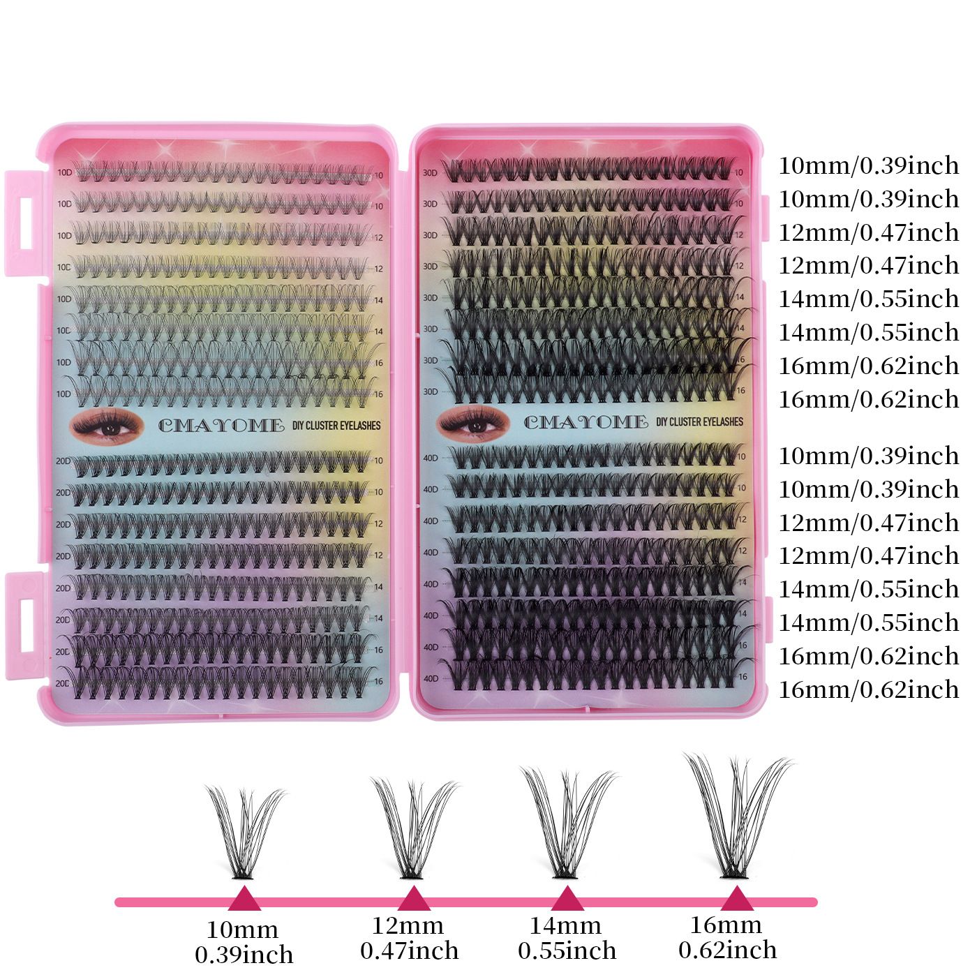 Volume Lash Clusters Kit DIY Lash Extension Kit C Curl Lash Cluster Eyelash Extensions 640Pcs 10-16mm  Individual Lashes Clusters with Lash Bond and Seal Lash Tweezers