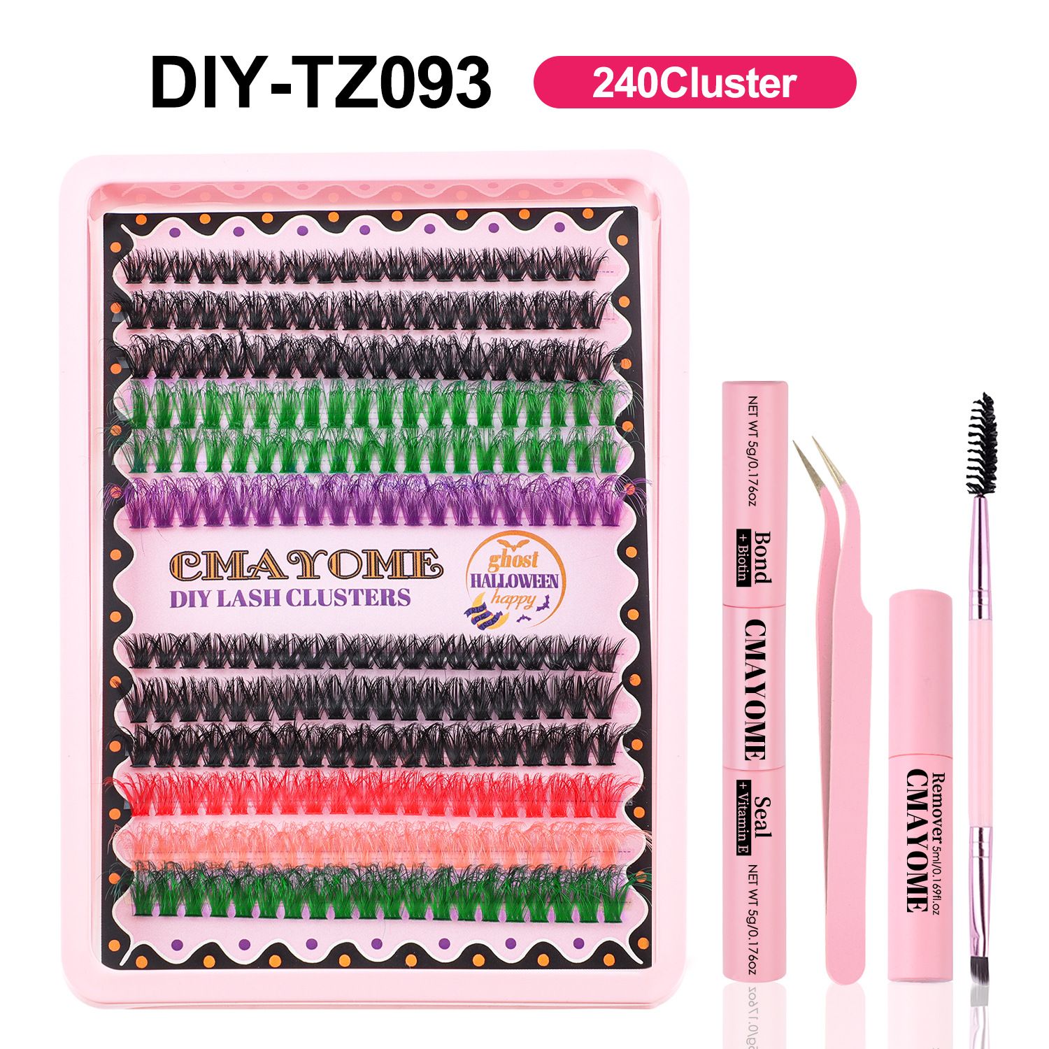 Lash Extension Kit Colored Lash Clusters DIY Eyelash Extension Kit 6 Colors Individual Lashes with Bond and Seal and Lash Tweezers Colorful Lash Extensions 8-16mm Cluster Lashes