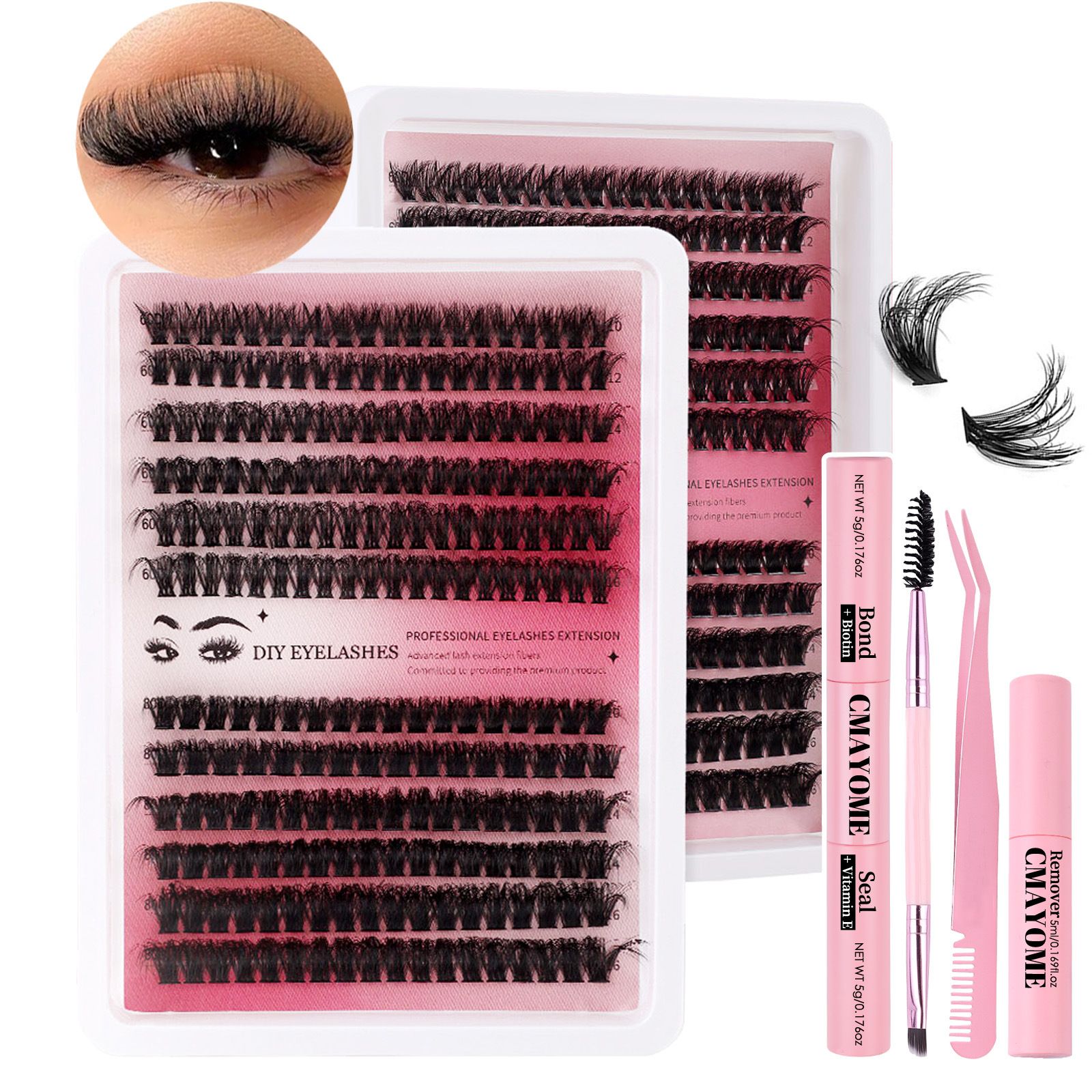Individual Eye lash 3D Curl Lash Clusters Extensions Clusters 80D/100D Cluster Eyelash Lashes Fluffy Wispy Clusters Lashes Makeup at Home - DIY Lash Extension Kit Self pestañas falsas(9-16)MM
