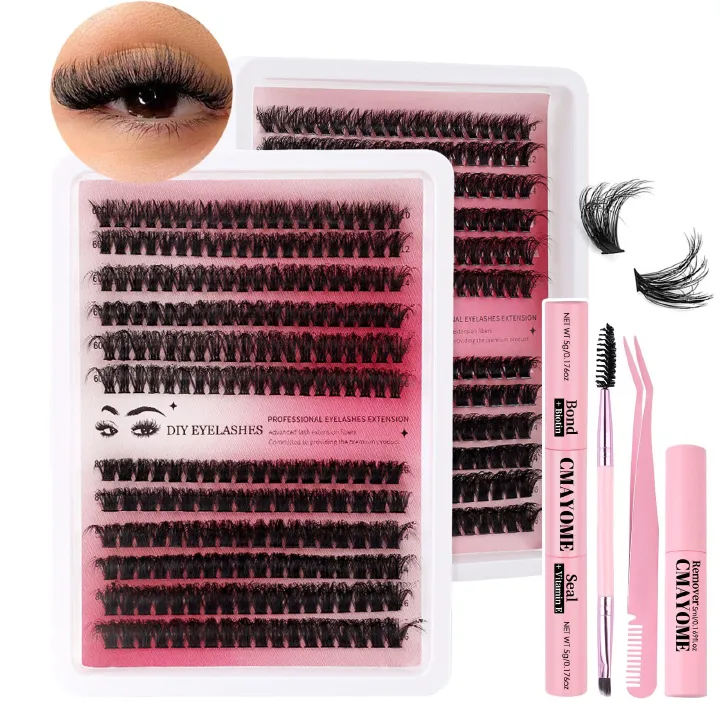 Individual Eye lash 3D Curl Lash Clusters Extensions Clusters 80D/100D Cluster Eyelash Lashes Fluffy Wispy Clusters Lashes Makeup at Home - DIY Lash Extension Kit Self pestañas falsas(9-16)MM