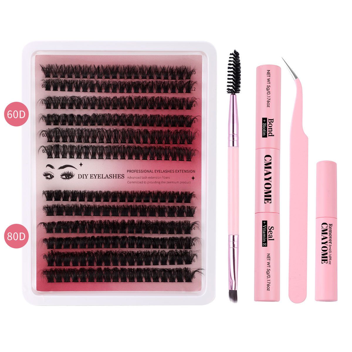 Individual Eye lash 3D Curl Lash Clusters Extensions Clusters 80D/100D Cluster Eyelash Lashes Fluffy Wispy Clusters Lashes Makeup at Home - DIY Lash Extension Kit Self pestañas falsas(9-16)MM