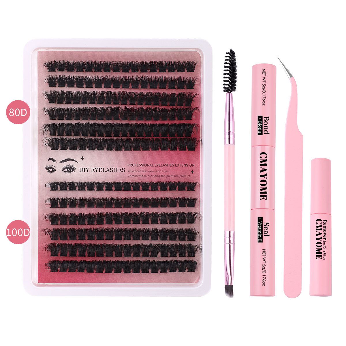 Individual Eye lash 3D Curl Lash Clusters Extensions Clusters 80D/100D Cluster Eyelash Lashes Fluffy Wispy Clusters Lashes Makeup at Home - DIY Lash Extension Kit Self pestañas falsas(9-16)MM