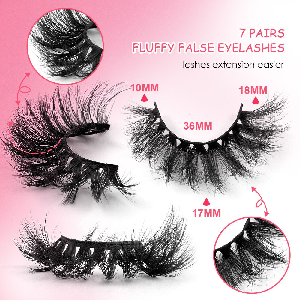 Eyelashes Mink Lashes Dramatic Full Volume False Eyelashes 60D Faux Mink Eye Lash 18mm Long Lashes Pack 7 Pairs
