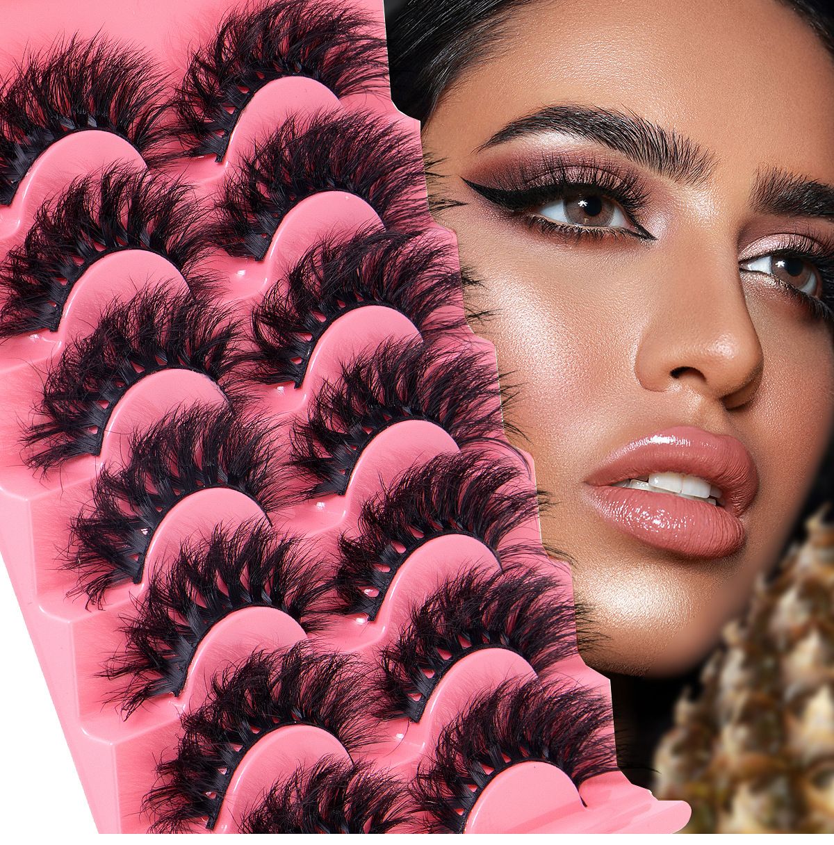Eyelashes Mink Lashes Dramatic Full Volume False Eyelashes 60D Faux Mink Eye Lash 18mm Long Lashes Pack 7 Pairs