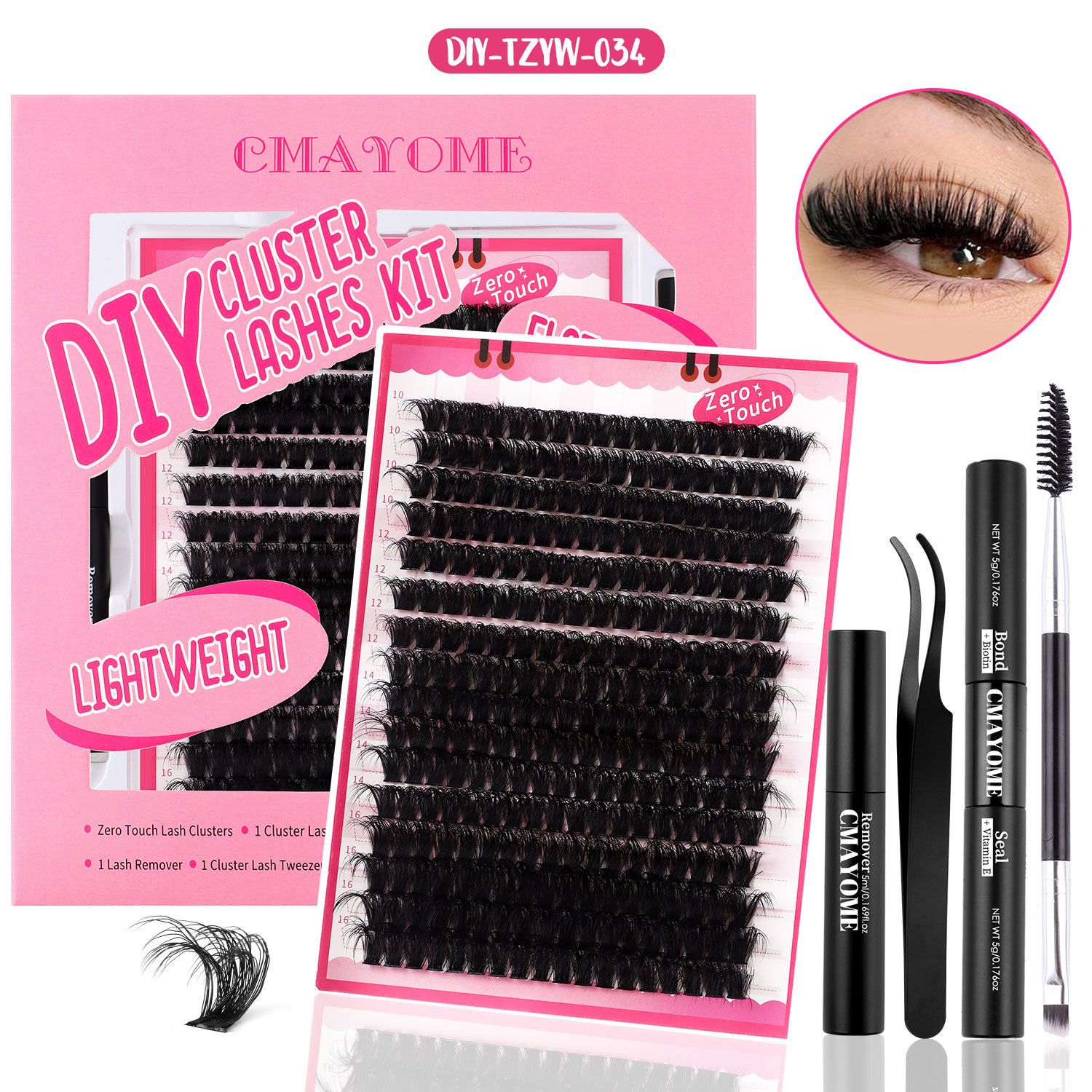 Lashes Cluster Lash Kit D Curl Fluffy Volume Fake Eyelash Wispy Faux Mink Lashes Gift Packs, Wholesale DIY Individual Eyelash Extensions 40/60/80P Combo Pack, with Glue|Tweezers|Removers