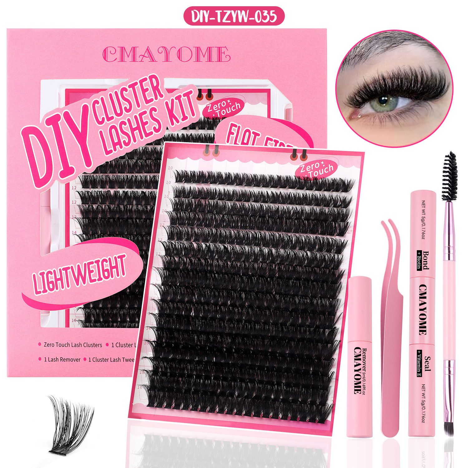 Lashes Cluster Lash Kit D Curl Fluffy Volume Fake Eyelash Wispy Faux Mink Lashes Gift Packs, Wholesale DIY Individual Eyelash Extensions 40/60/80P Combo Pack, with Glue|Tweezers|Removers