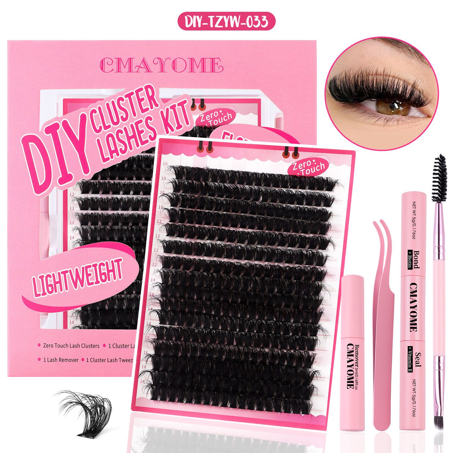 Lashes Cluster Lash Kit D Curl Fluffy Volume Fake Eyelash Wispy Faux Mink Lashes Gift Packs, Wholesale DIY Individual Eyelash Extensions 40/60/80P Combo Pack, with Glue|Tweezers|Removers