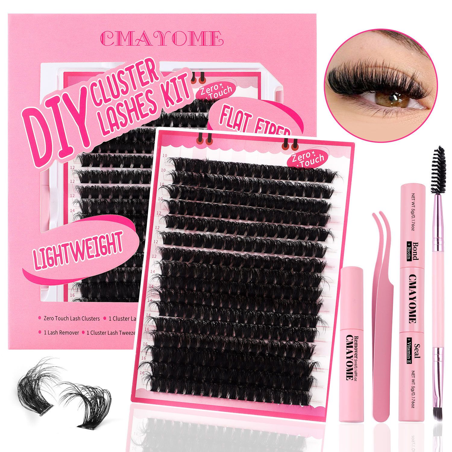 Lashes Cluster Lash Kit D Curl Fluffy Volume Fake Eyelash Wispy Faux Mink Lashes Gift Packs, Wholesale DIY Individual Eyelash Extensions 40/60/80P Combo Pack, with Glue|Tweezers|Removers