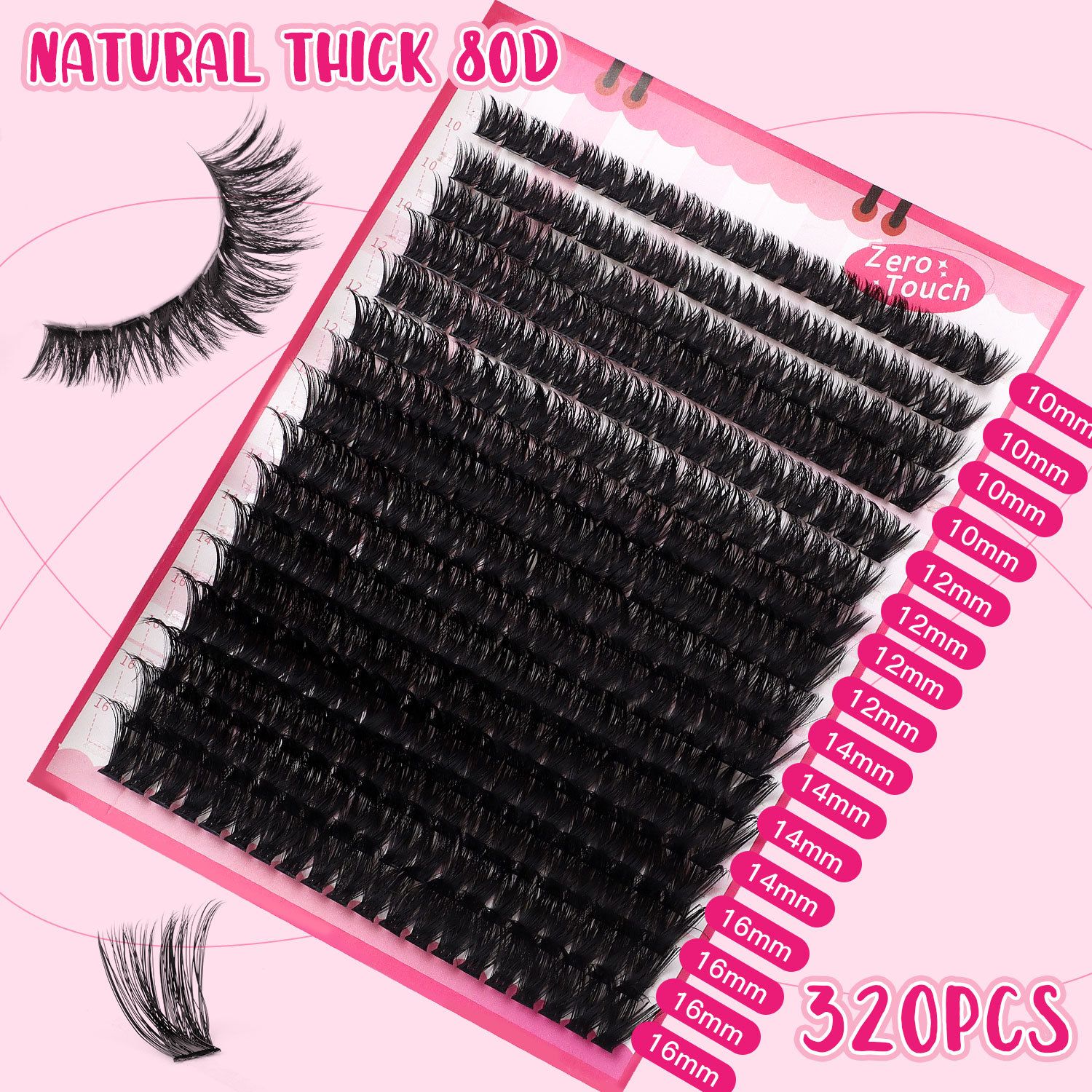 Lashes Cluster Lash Kit D Curl Fluffy Volume Fake Eyelash Wispy Faux Mink Lashes Gift Packs, Wholesale DIY Individual Eyelash Extensions 40/60/80P Combo Pack, with Glue|Tweezers|Removers