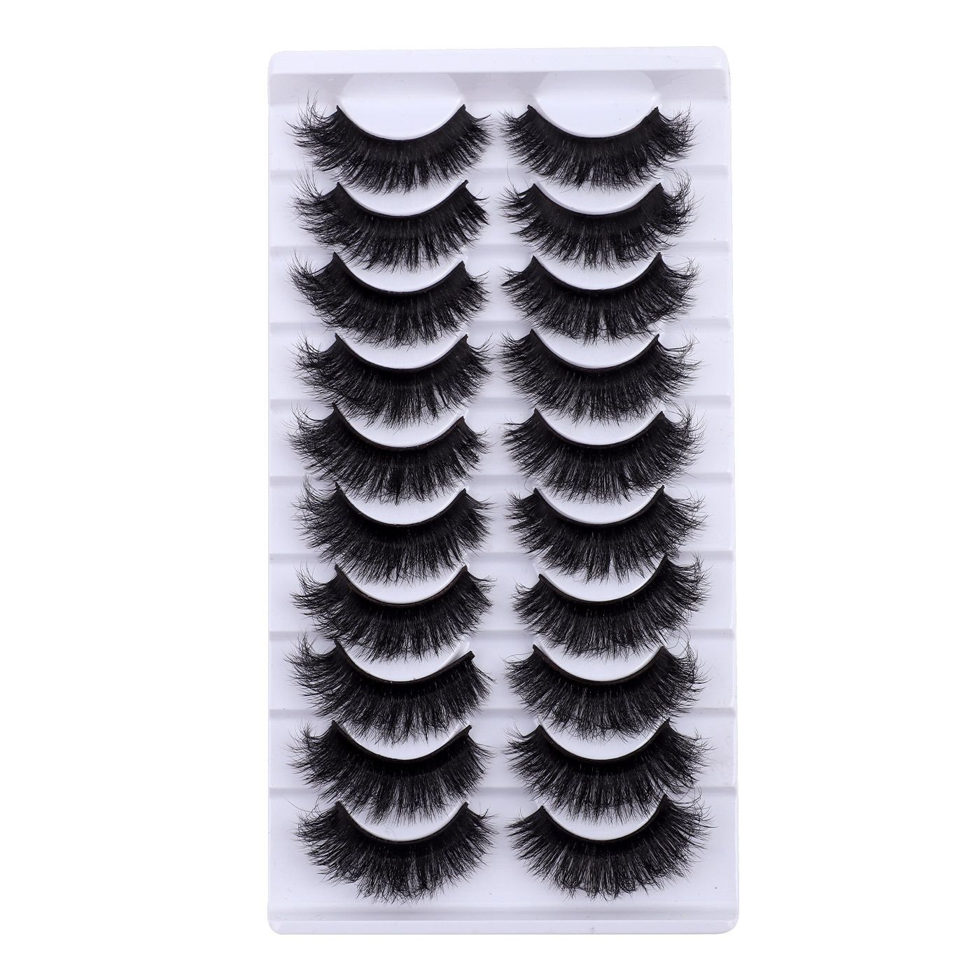 Mink Lashes Wispy Fluffy 3D Mink Strip 16-18mm Long Volume False Eyelashes Mink D Curl Dramatic Eyelashes Cat Eye Lashes 10 pairs Pack