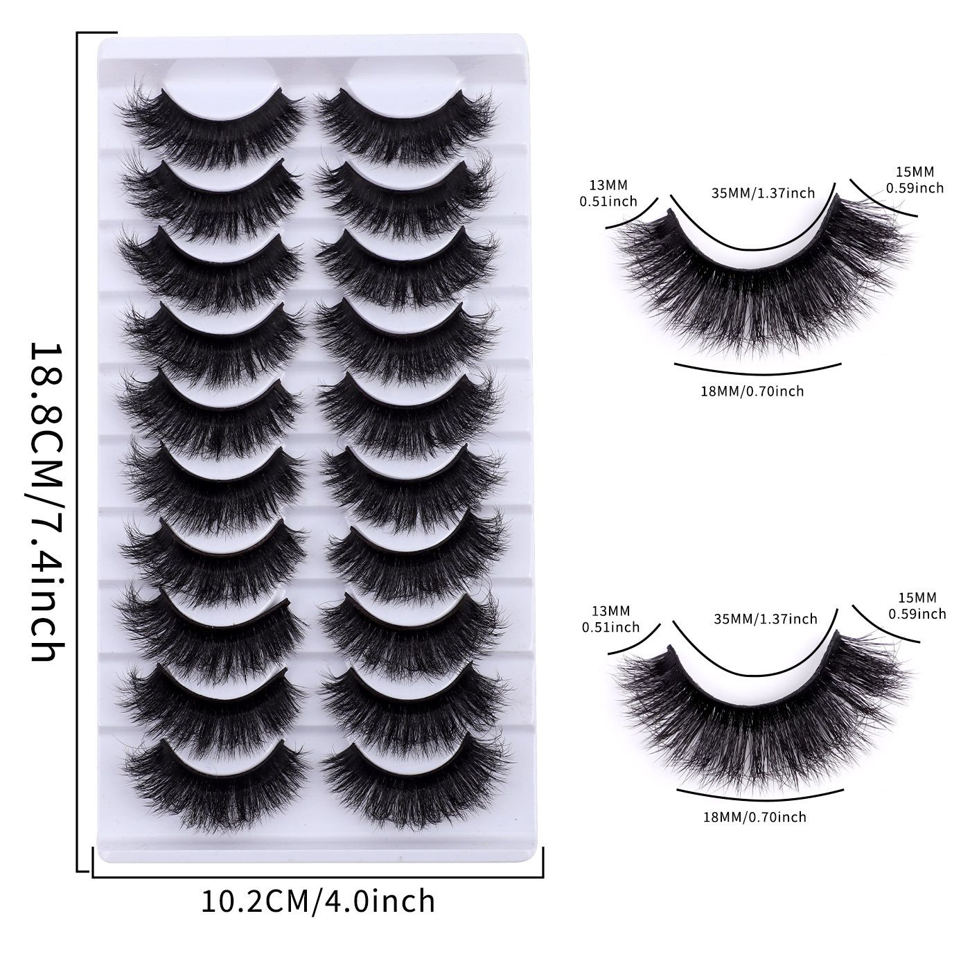 Mink Lashes Wispy Fluffy 3D Mink Strip 16-18mm Long Volume False Eyelashes Mink D Curl Dramatic Eyelashes Cat Eye Lashes 10 pairs Pack
