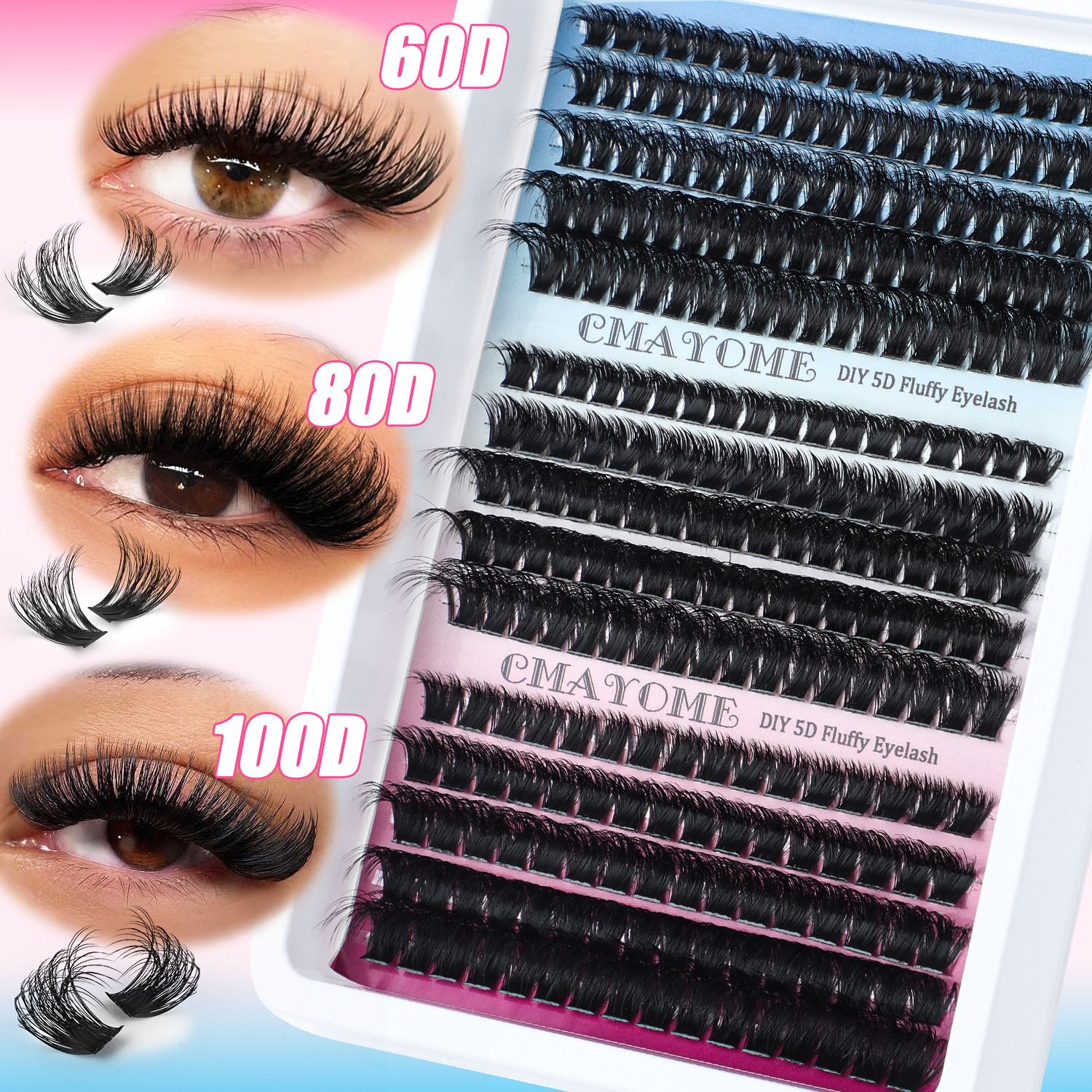 DIY Lash Clusters Individual Eyeslash Extension Wispy Natural Look Eyelash Clusters D Curl 0.07 Fluffy Eyelash Self Application at Home (30D+40D-0.07D, 10-18mm)