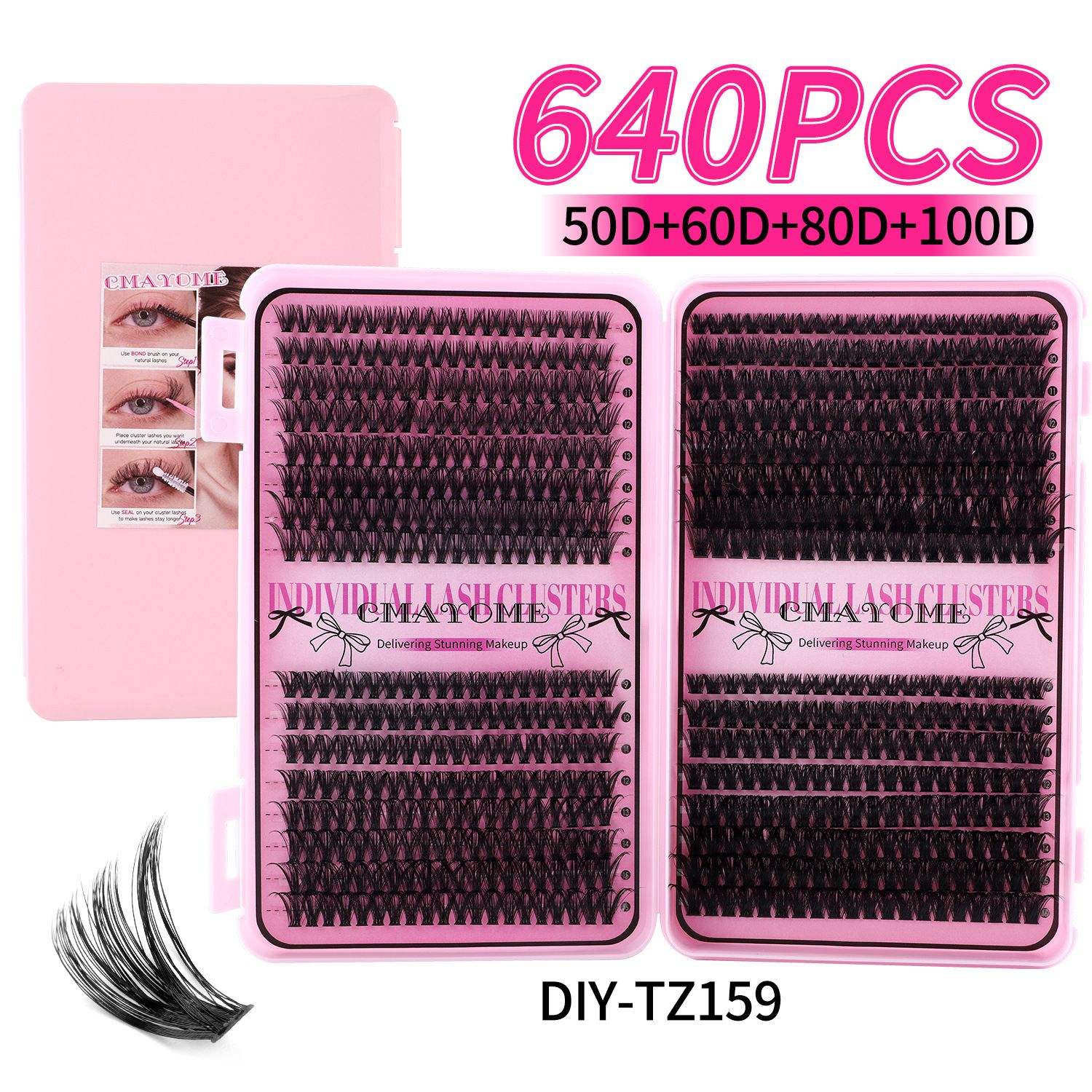 Lash Clusters 640pcs Natural Lash Extension Individual Cluster Eyelash Russian Lash Clusters Individual Lashes Eyelash Clusters Natural Look Eyelashes for DIY at Home(9-16MM,40D,100D)