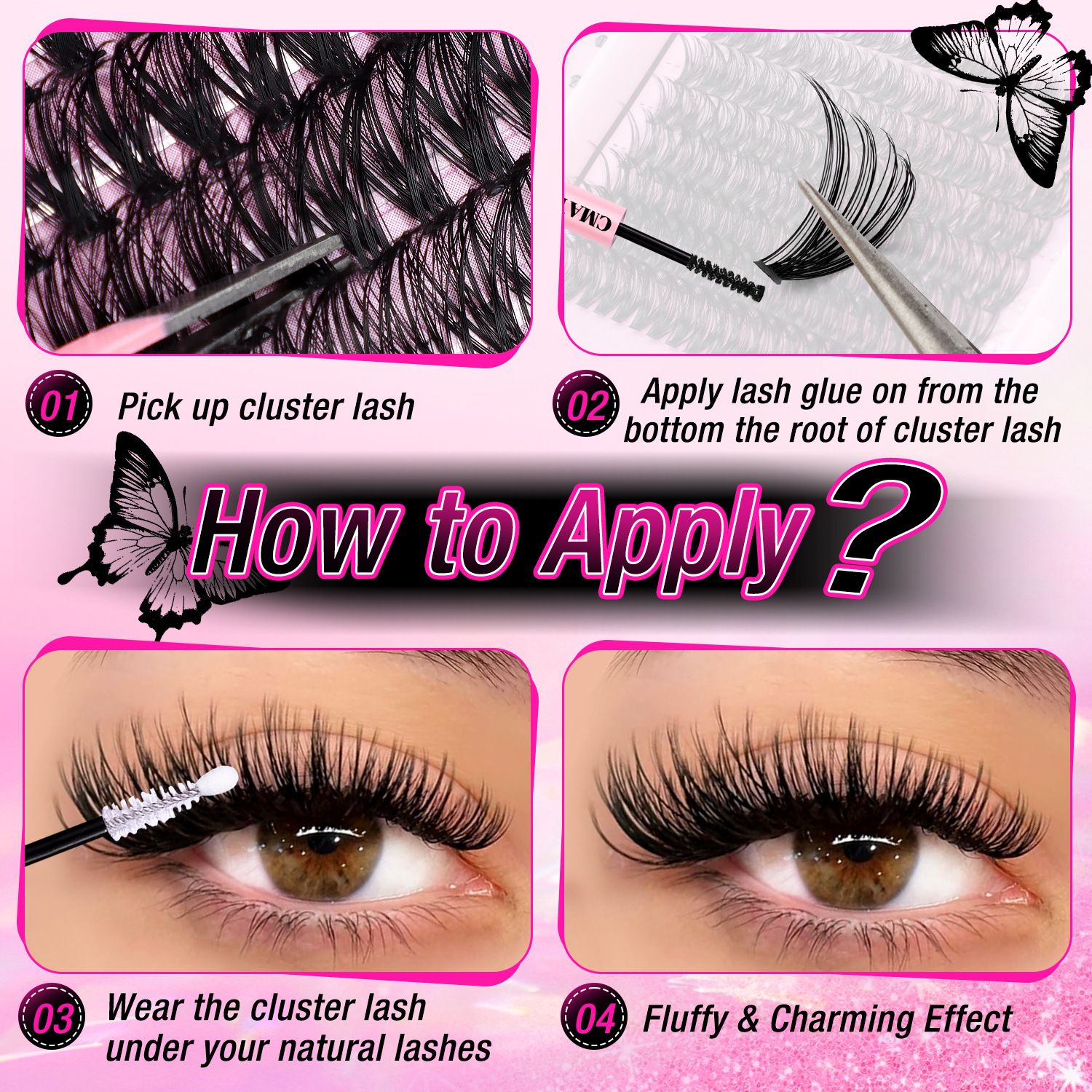 Lash Clusters 640pcs Natural Lash Extension Individual Cluster Eyelash Russian Lash Clusters Individual Lashes Eyelash Clusters Natural Look Eyelashes for DIY at Home(9-16MM,40D,100D)