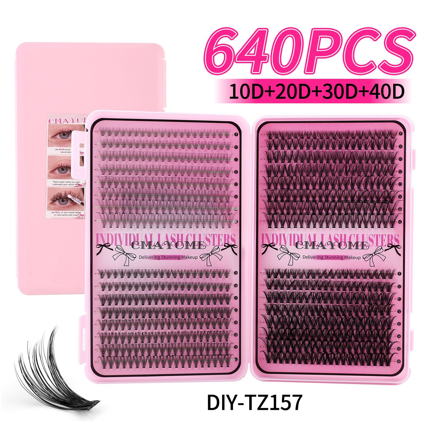 Lash Clusters 640pcs Natural Lash Extension Individual Cluster Eyelash Russian Lash Clusters Individual Lashes Eyelash Clusters Natural Look Eyelashes for DIY at Home(9-16MM,40D,100D)