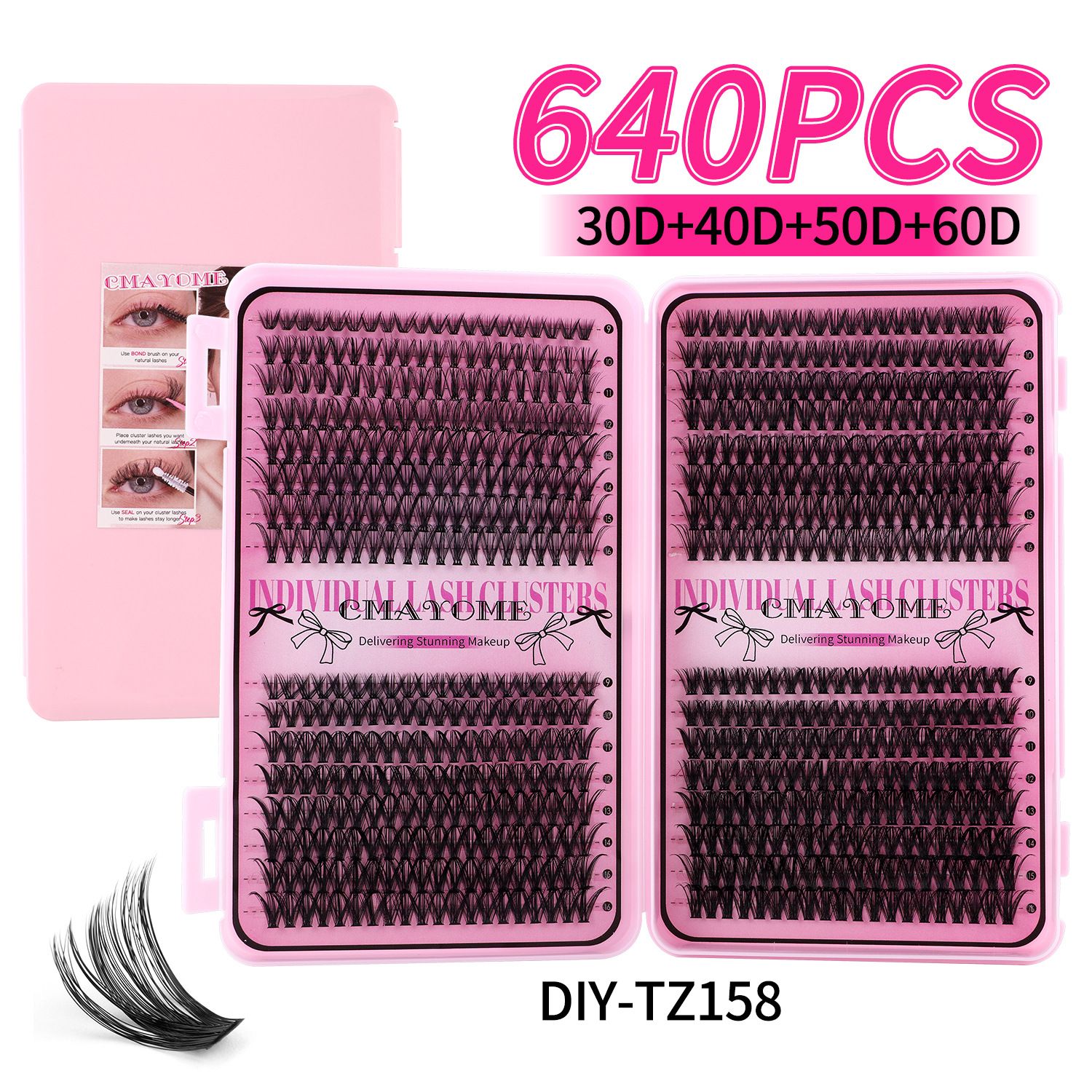 Lash Clusters 640pcs Natural Lash Extension Individual Cluster Eyelash Russian Lash Clusters Individual Lashes Eyelash Clusters Natural Look Eyelashes for DIY at Home(9-16MM,40D,100D)