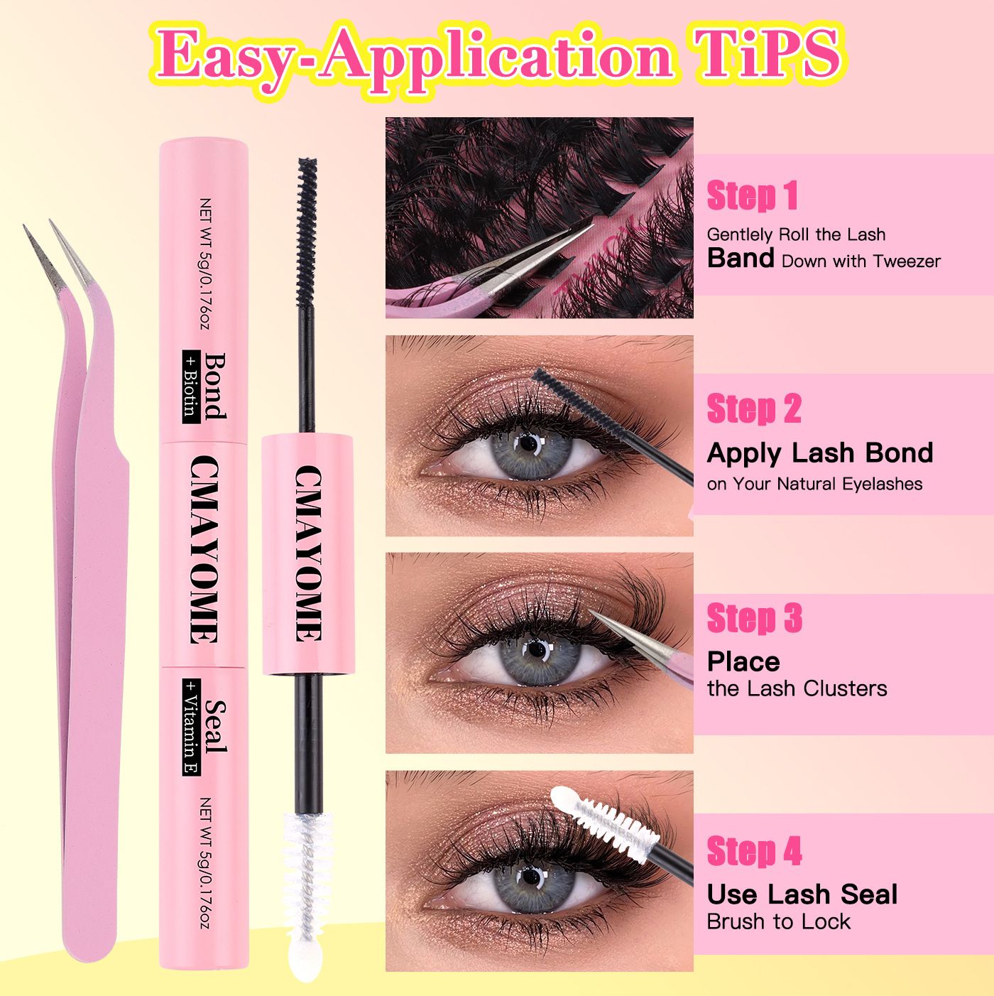 60D100D3D False Eyelash Set With Multi-hairs Diy Segmented Eyelash Hot Melt Densely Planted With Single Tuft Of Multi-lashes Eyelashes Suit With 4tools Large Capacity Single-cluster Segmented 3 Mixed