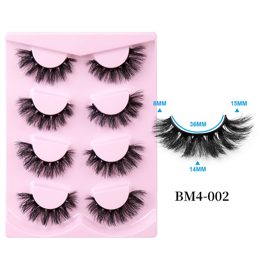 8D Mink Lashes Fluffy False Eyelashes 17mm  4 Pairs  Thick Curl Eyelashes Dramatic Faux Mink Eyelashes Natural Look Cat Eye Volume Eye Lashes Multipack