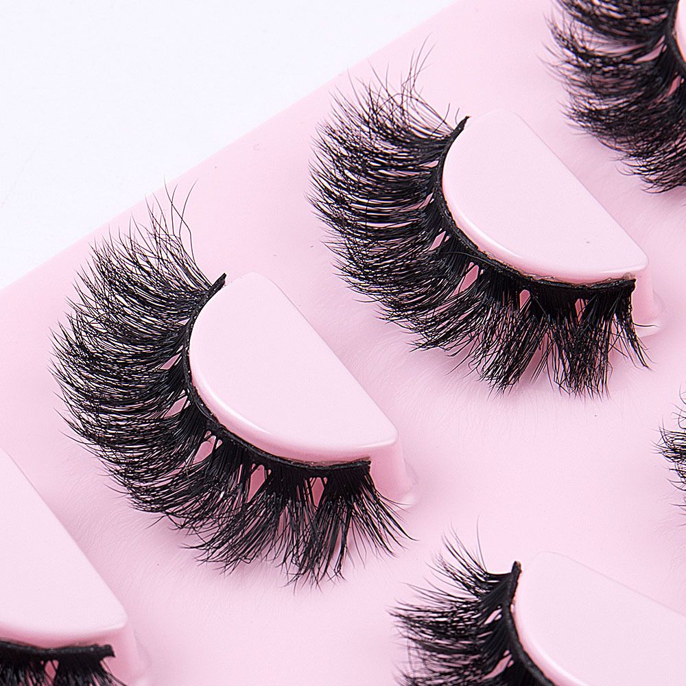8D Mink Lashes Fluffy False Eyelashes 17mm  4 Pairs  Thick Curl Eyelashes Dramatic Faux Mink Eyelashes Natural Look Cat Eye Volume Eye Lashes Multipack