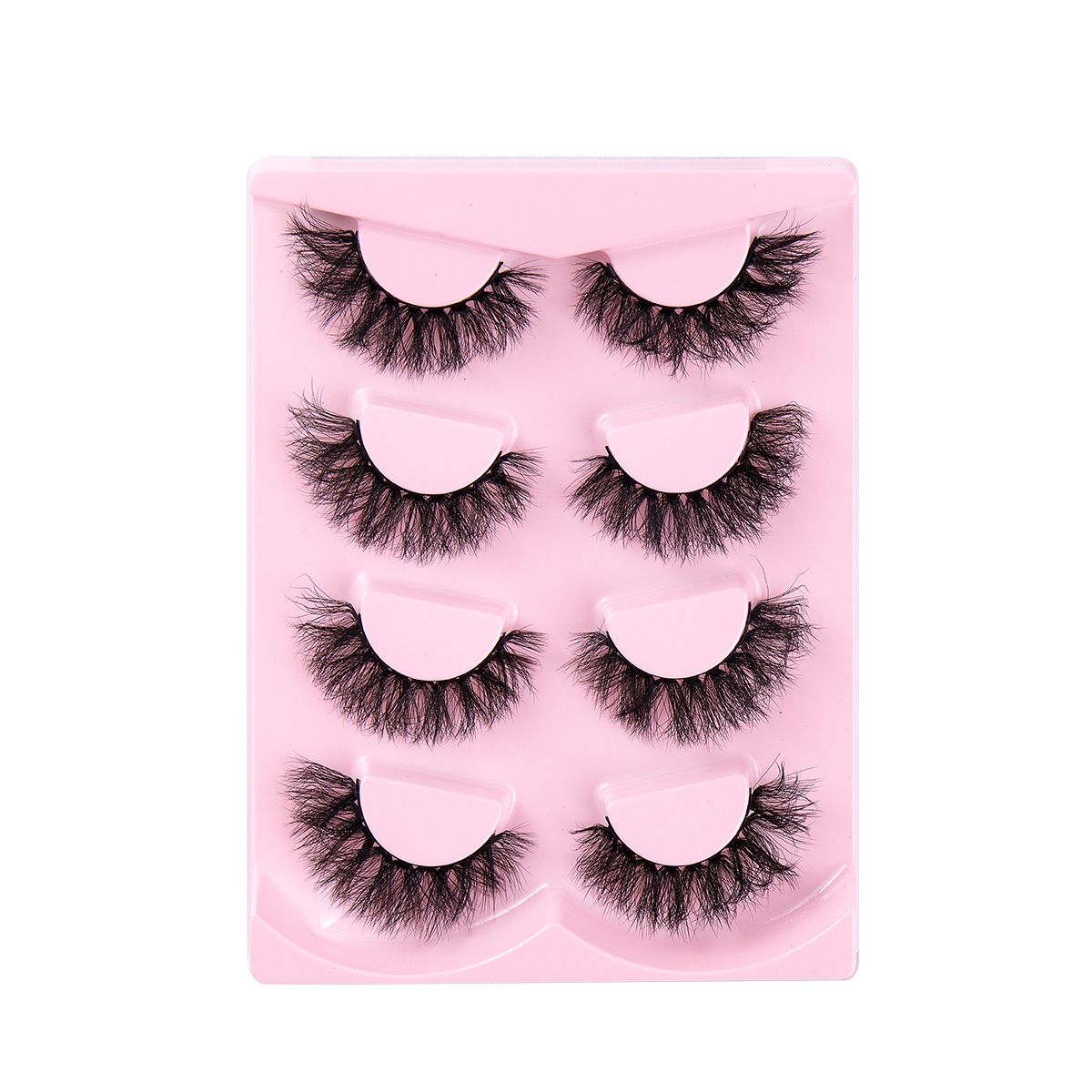 8D Mink Lashes Fluffy False Eyelashes 17mm  4 Pairs  Thick Curl Eyelashes Dramatic Faux Mink Eyelashes Natural Look Cat Eye Volume Eye Lashes Multipack