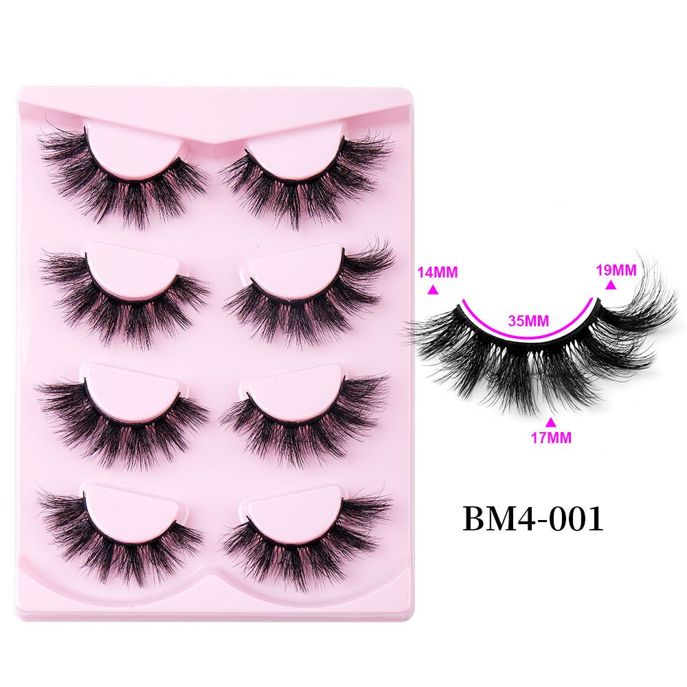 8D Mink Lashes Fluffy False Eyelashes 17mm  4 Pairs  Thick Curl Eyelashes Dramatic Faux Mink Eyelashes Natural Look Cat Eye Volume Eye Lashes Multipack