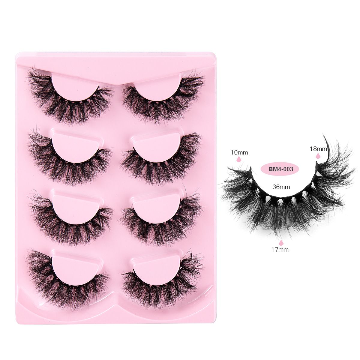 8D Mink Lashes Fluffy False Eyelashes 17mm  4 Pairs  Thick Curl Eyelashes Dramatic Faux Mink Eyelashes Natural Look Cat Eye Volume Eye Lashes Multipack