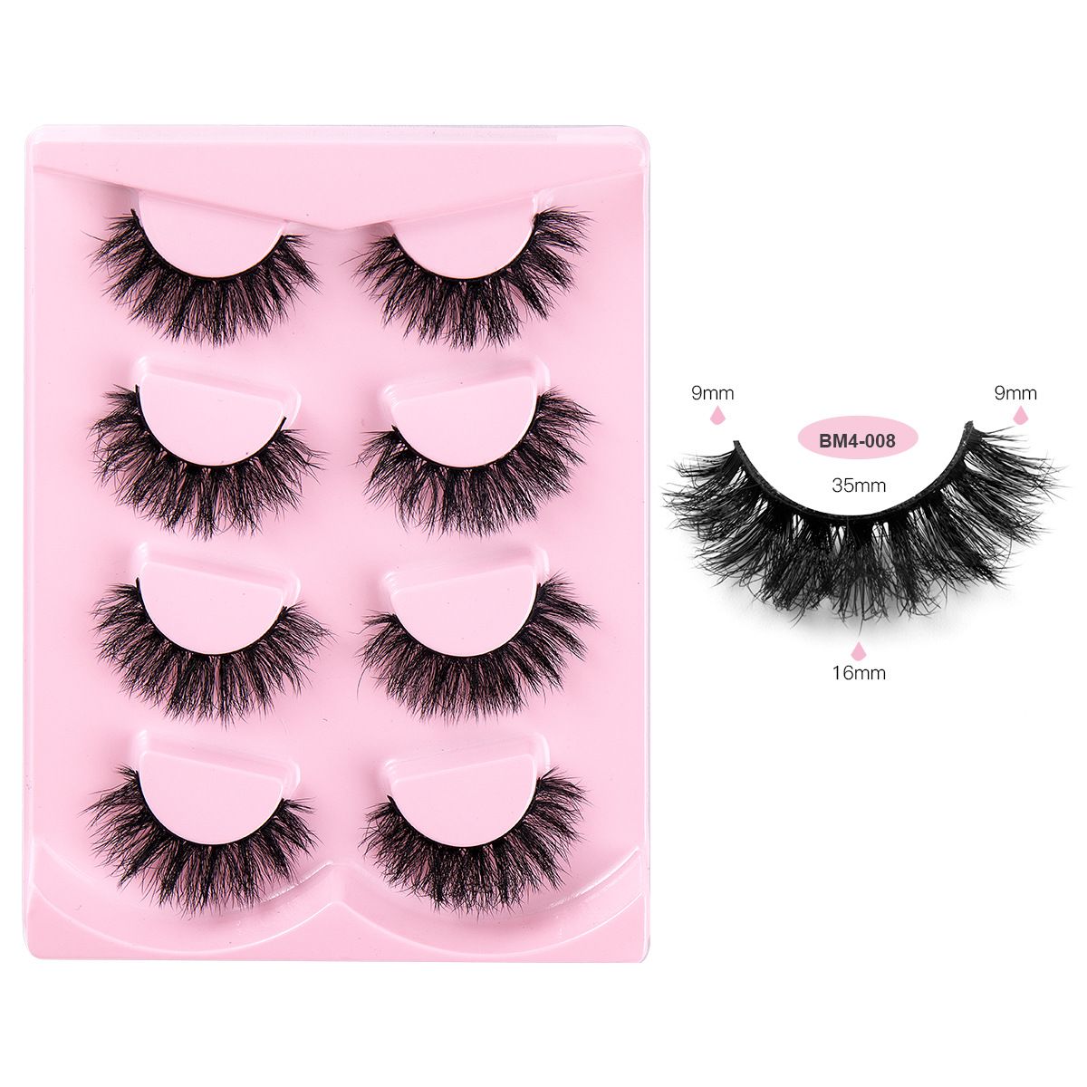8D Mink Lashes Fluffy False Eyelashes 17mm  4 Pairs  Thick Curl Eyelashes Dramatic Faux Mink Eyelashes Natural Look Cat Eye Volume Eye Lashes Multipack