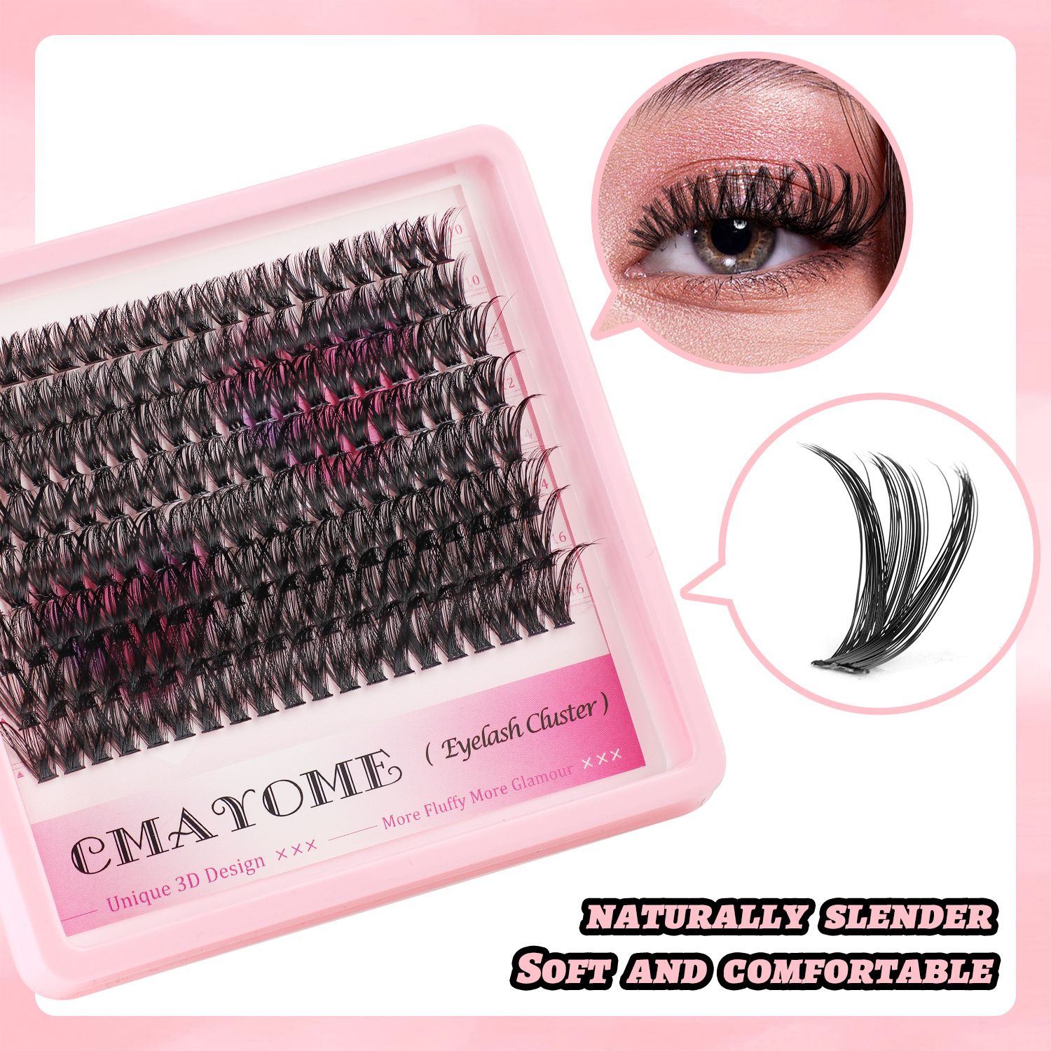 Lash CLusters Wispy Eyelash Clusters Natural Lash Extensions C-Curly DIY Eyelash Extensions zanlufly 144cs Individual Lashes(10MM 12MM 14MM 16MM) view 3