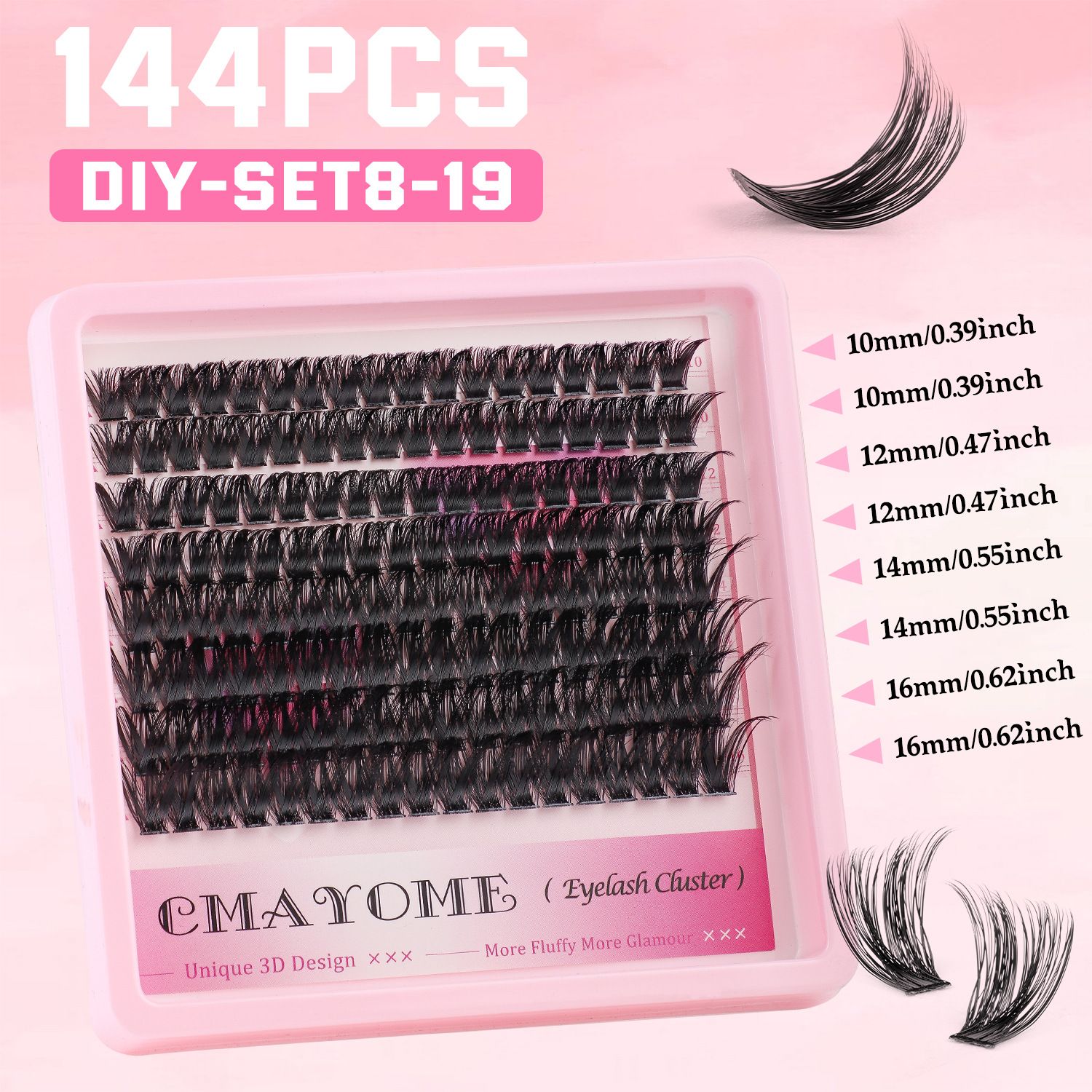 Lash CLusters Wispy Eyelash Clusters Natural Lash Extensions C-Curly DIY Eyelash Extensions zanlufly 144cs Individual Lashes(10MM 12MM 14MM 16MM) view 7