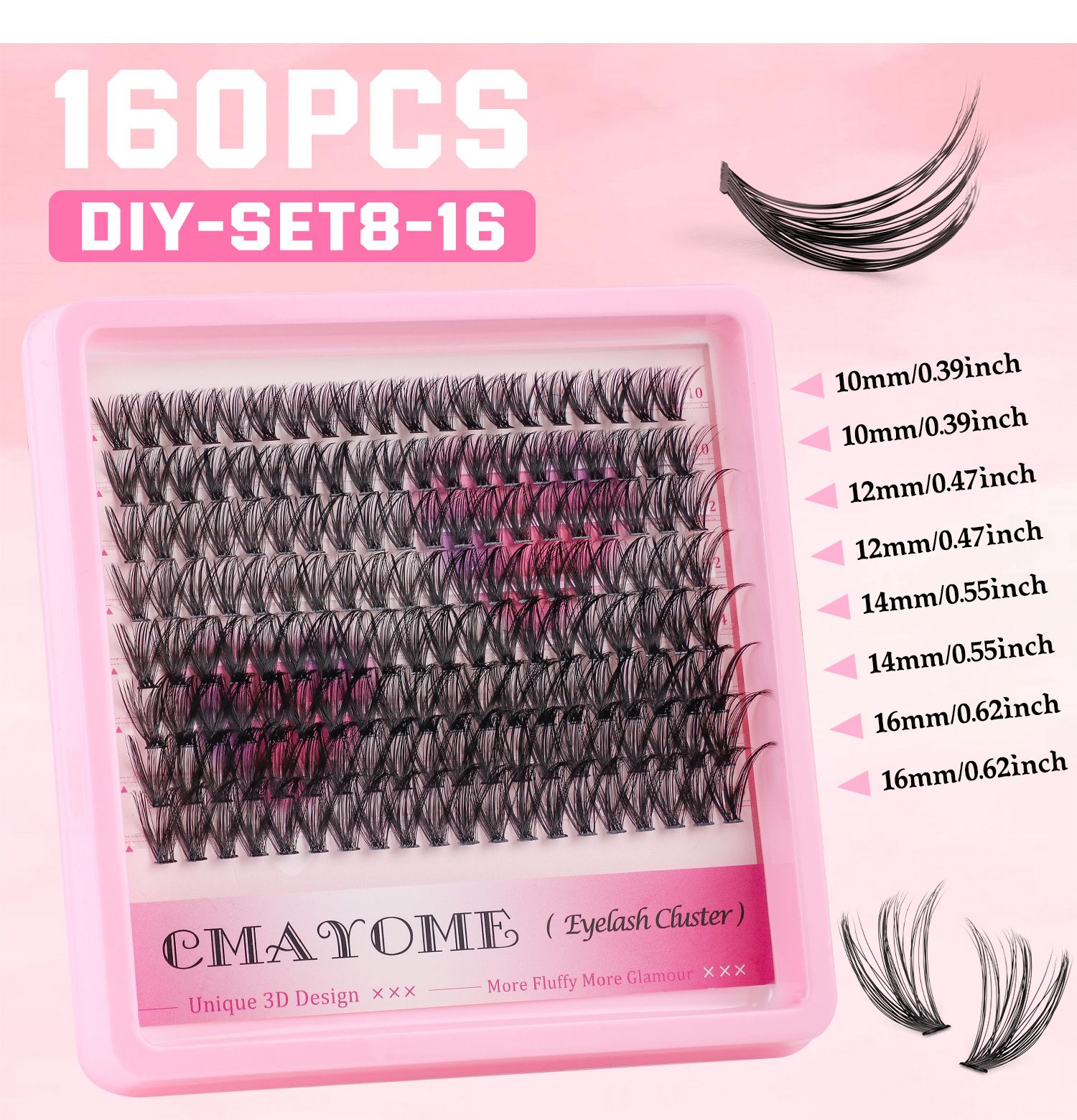 Lash CLusters Wispy Eyelash Clusters Natural Lash Extensions C-Curly DIY Eyelash Extensions zanlufly 144cs Individual Lashes(10MM 12MM 14MM 16MM) view 9