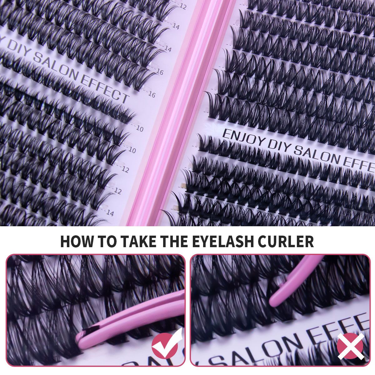 DIY Lash Extension Kit 590 Pcs Individual Lashes Clusters with Wispy lashes,Lash Bond and Seal,Eyelash Remover Tweezers Brush Eyelash Extension Set Lash Books DIY at Home