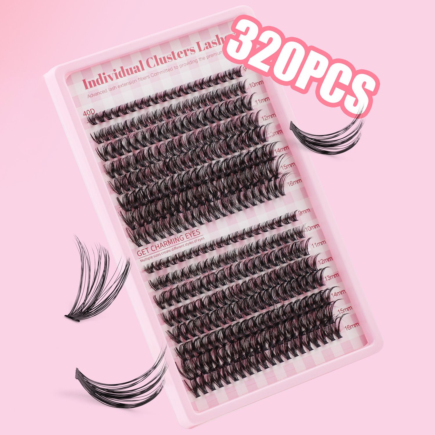 DIY Fairy Lash Clusters Kit,Premade eyelash clusters 320 PCS,Waterproof D 9-16 MIX hybrid lash clusters Thick 30D+40D+50D Natural Eyelash Extension for Beginners
