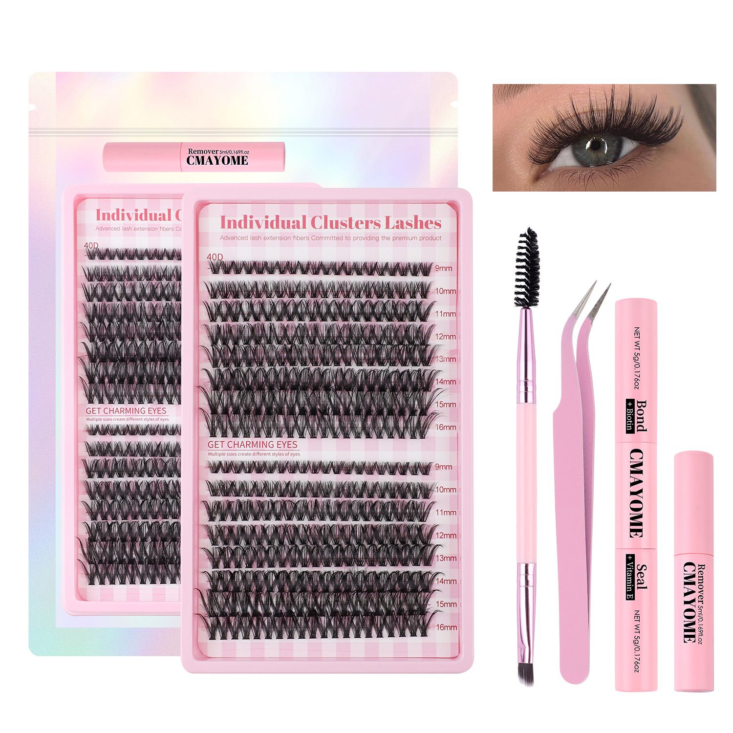 DIY Fairy Lash Clusters Kit,Premade eyelash clusters 320 PCS,Waterproof D 9-16 MIX hybrid lash clusters Thick 30D+40D+50D Natural Eyelash Extension for Beginners