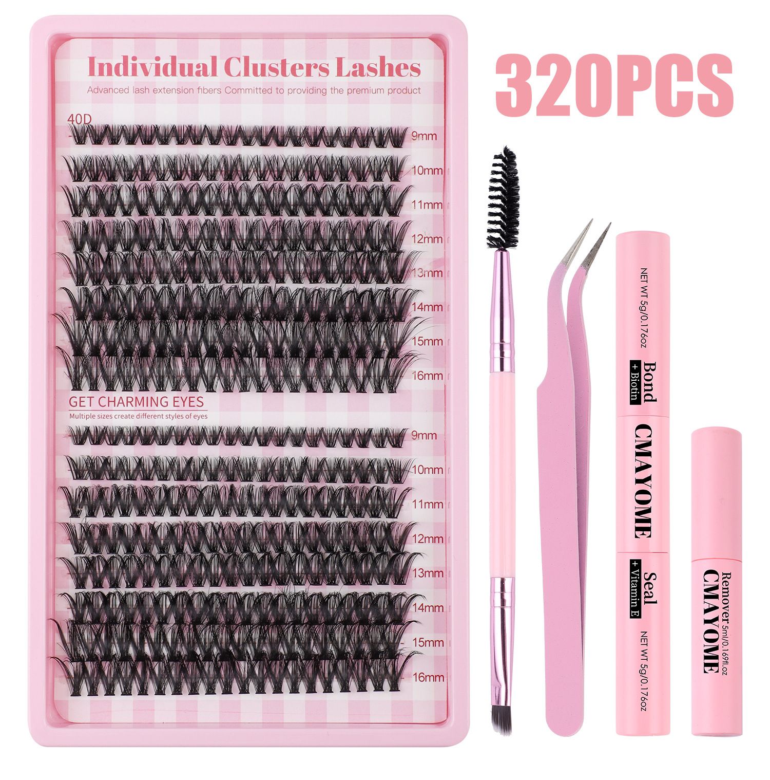 DIY Fairy Lash Clusters Kit,Premade eyelash clusters 320 PCS,Waterproof D 9-16 MIX hybrid lash clusters Thick 30D+40D+50D Natural Eyelash Extension for Beginners