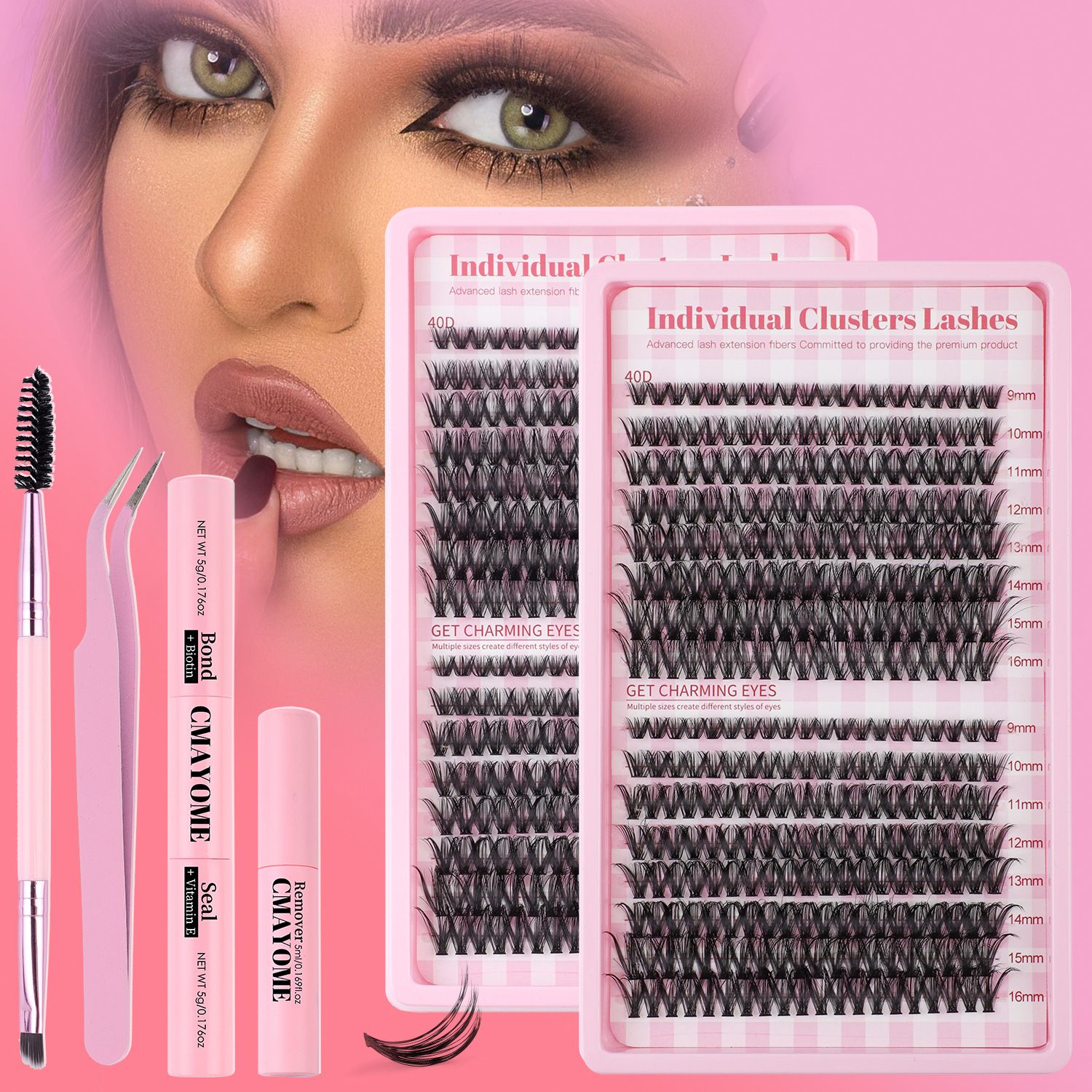 DIY Fairy Lash Clusters Kit,Premade eyelash clusters 320 PCS,Waterproof D 9-16 MIX hybrid lash clusters Thick 30D+40D+50D Natural Eyelash Extension for Beginners
