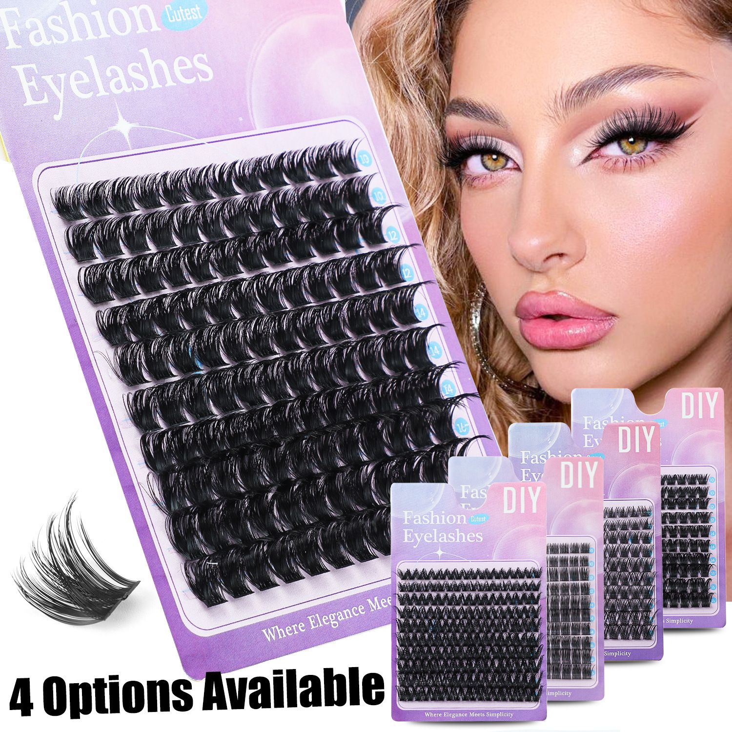 Lash Clusters, DIY Eyelash Extension, Lightweight Clusters Individual lashes, Wispy Soft Reusable Artificial Natural Look for Cluster Lash, Curl False Eyelashes