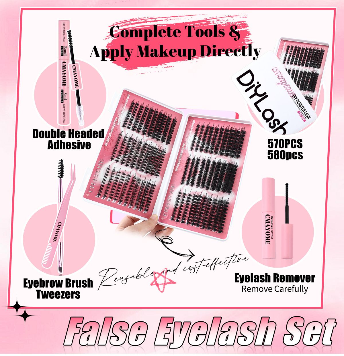 Wispy Lash Clusters Natural Lash Extension,DIY Lash Extension Kit 590 PCS Individual,Fluffy Lash Extension Kit Lash Clusters Thick Individual Lashes